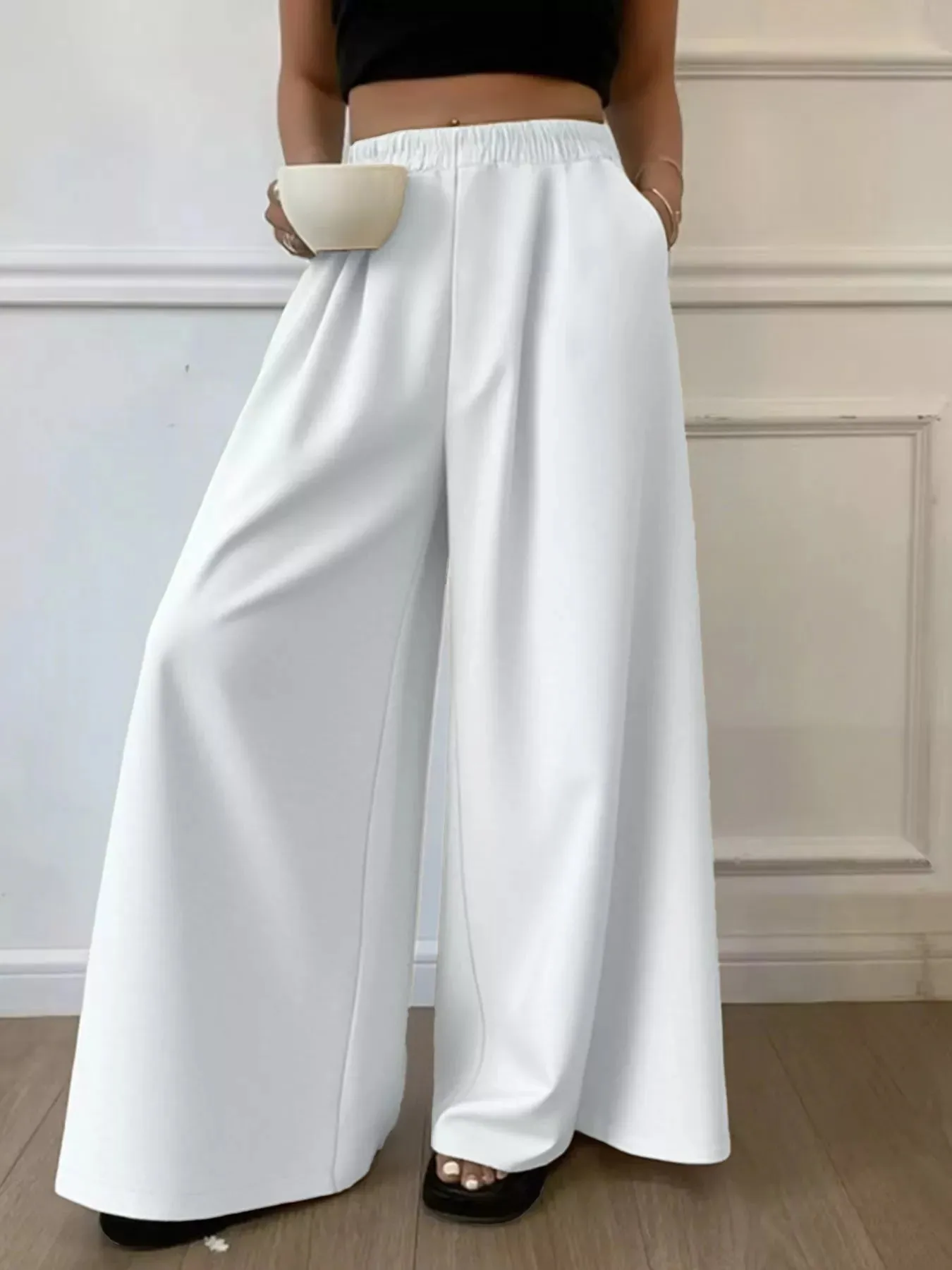 Plus Size Elastic Waist Wide Leg Pants sold by Charming Charlie