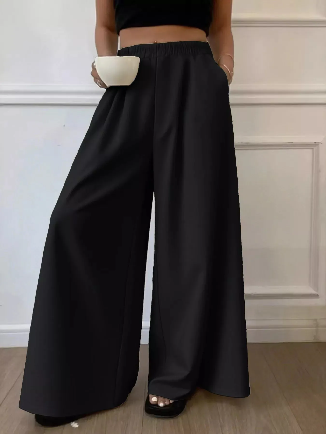 Plus Size Elastic Waist Wide Leg Pants sold by Charming Charlie product image thumbnail 5