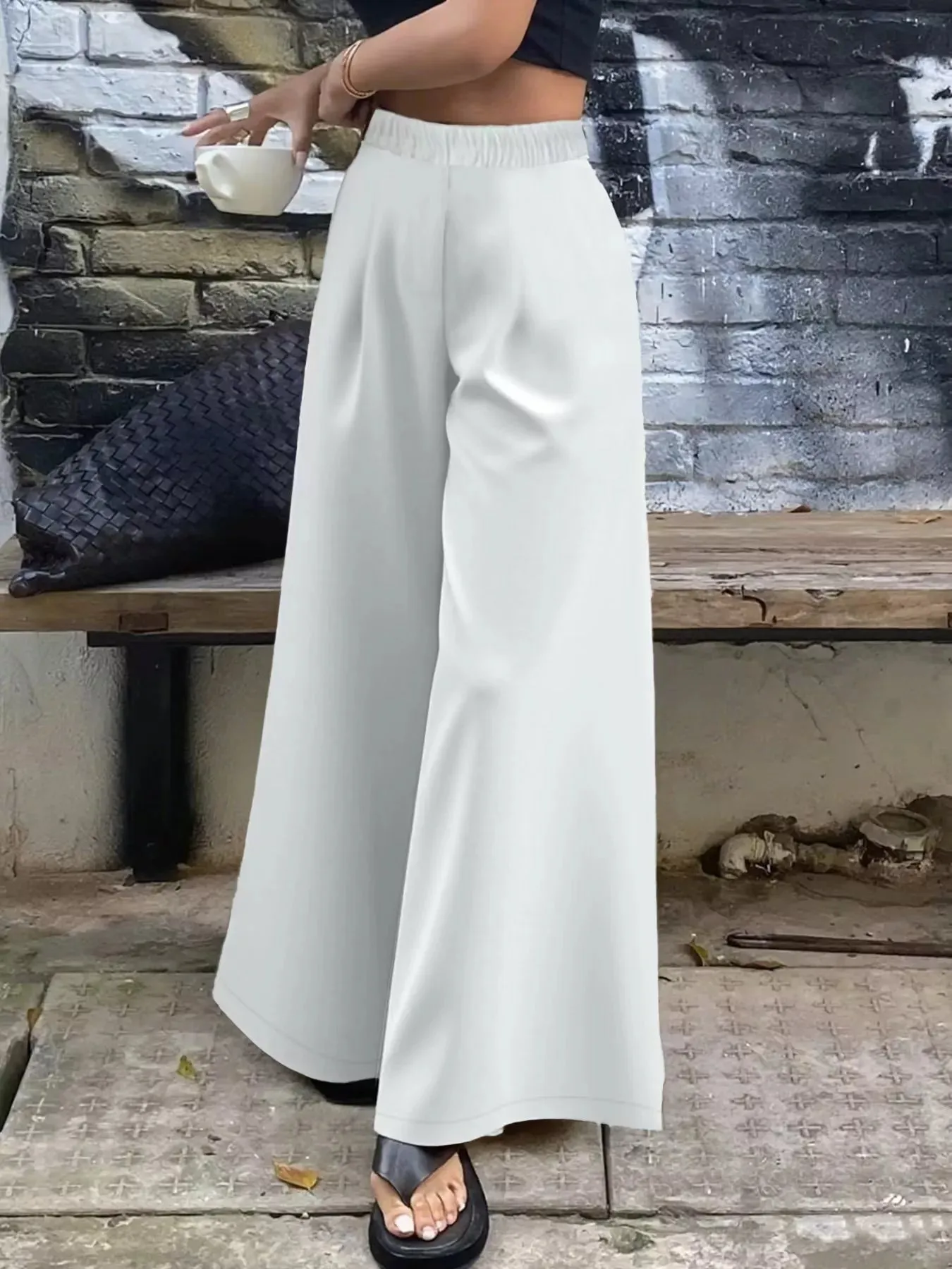 Plus Size Elastic Waist Wide Leg Pants sold by Charming Charlie product image thumbnail 3