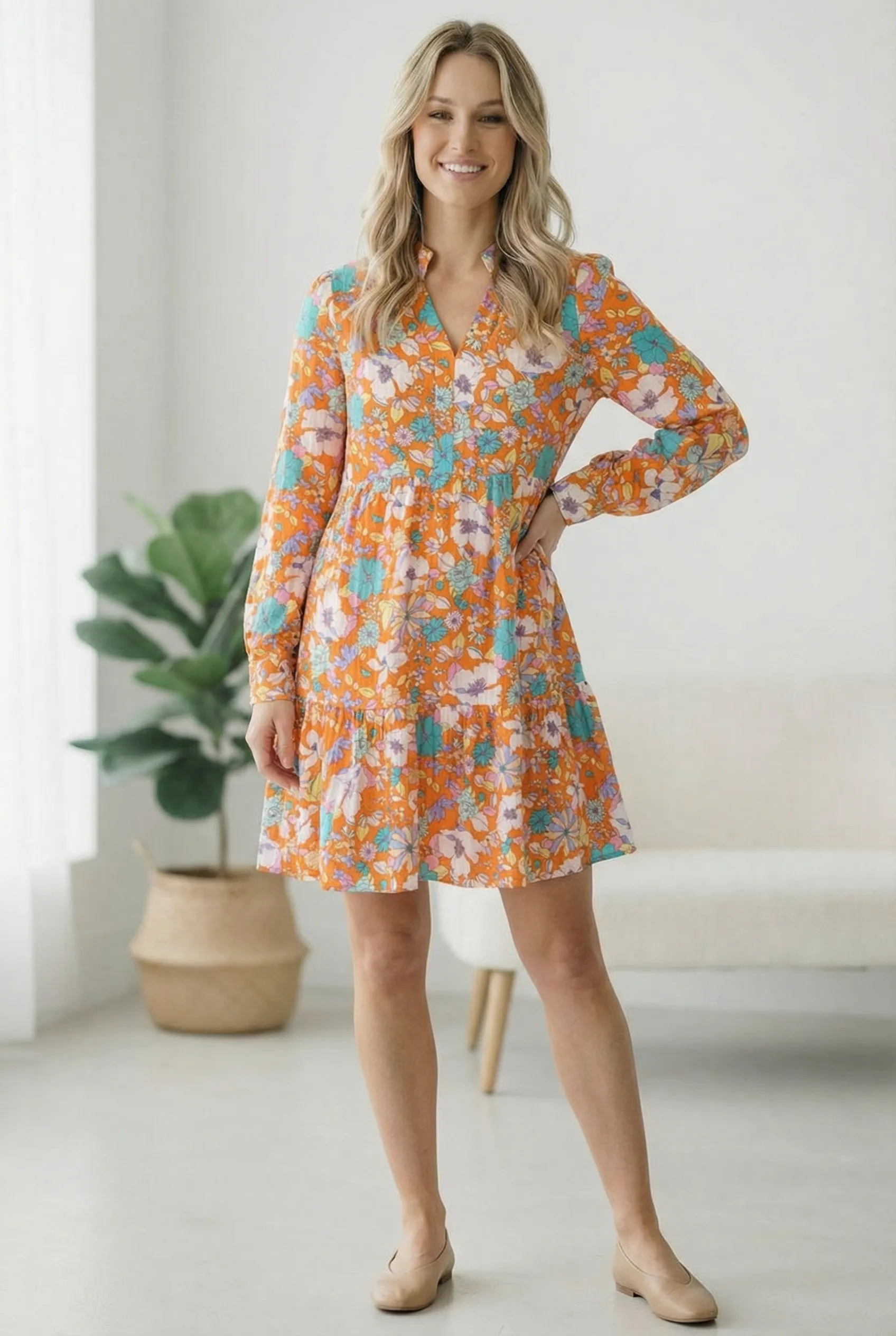 Tangerine Dreaming Floral Dress sold by Charming Charlie