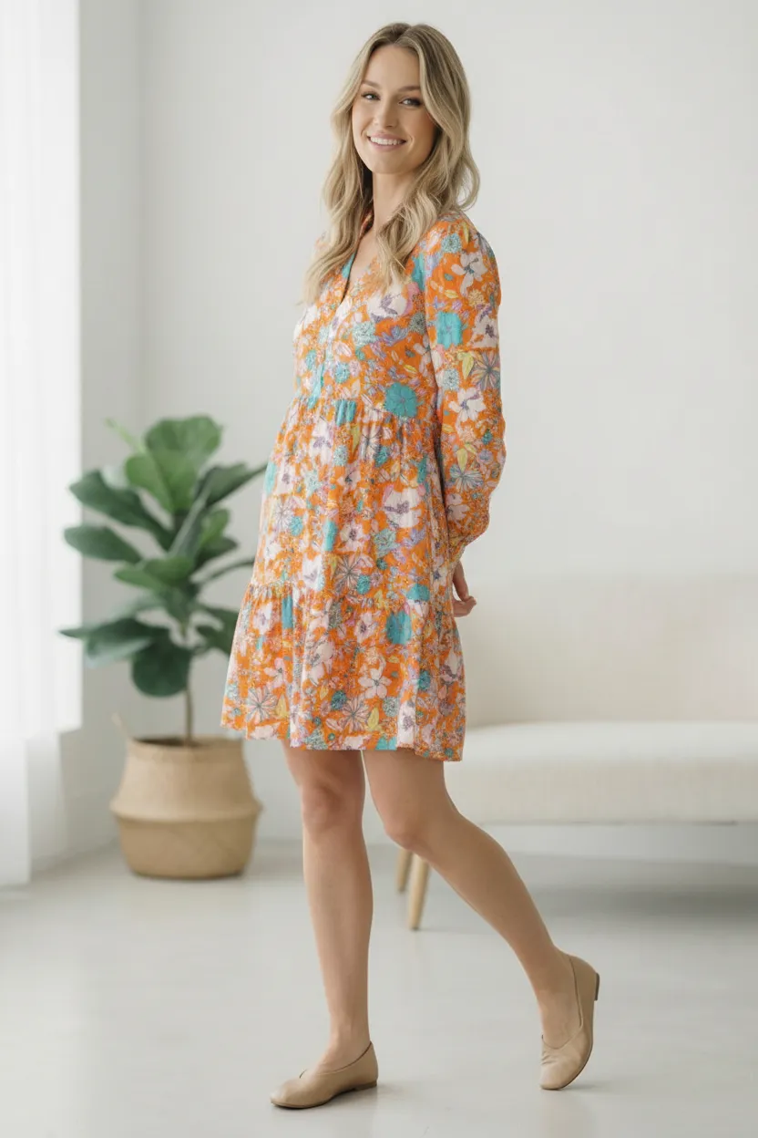 Tangerine Dreaming Floral Dress sold by Charming Charlie product image thumbnail 2