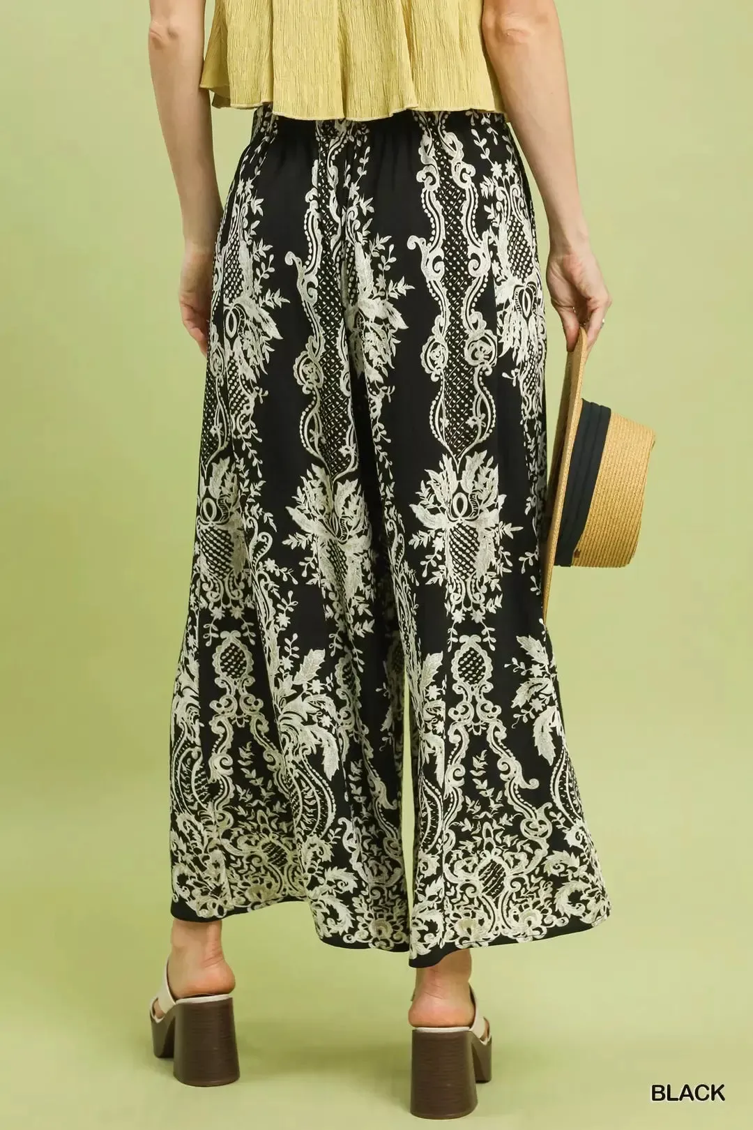 Umgee Border Print Wide Leg Pants sold by Charming Charlie product image thumbnail 3