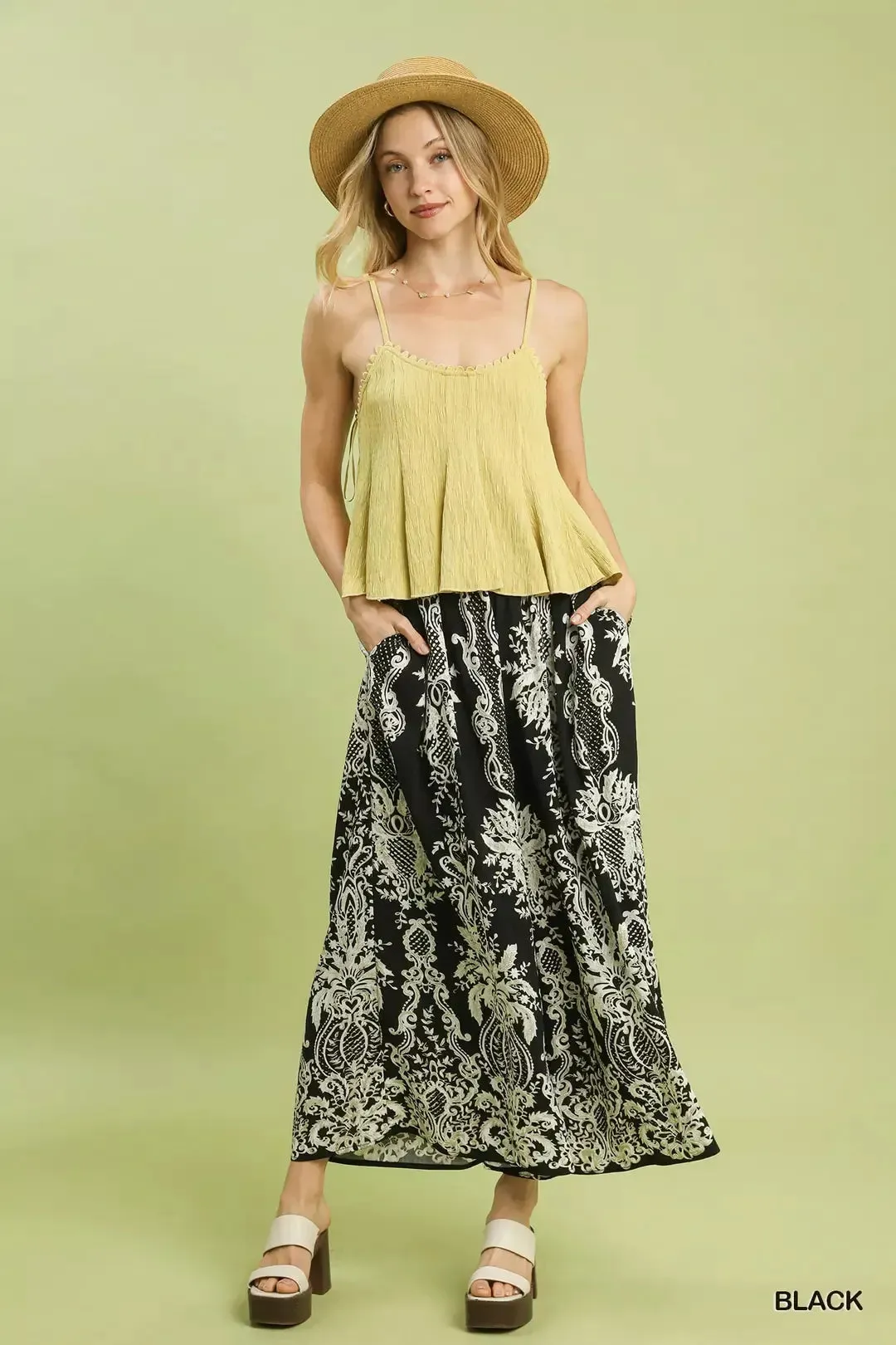 Umgee Border Print Wide Leg Pants sold by Charming Charlie product image thumbnail 5