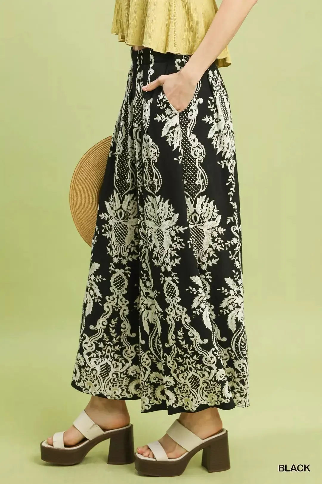 Umgee Border Print Wide Leg Pants sold by Charming Charlie product image thumbnail 2