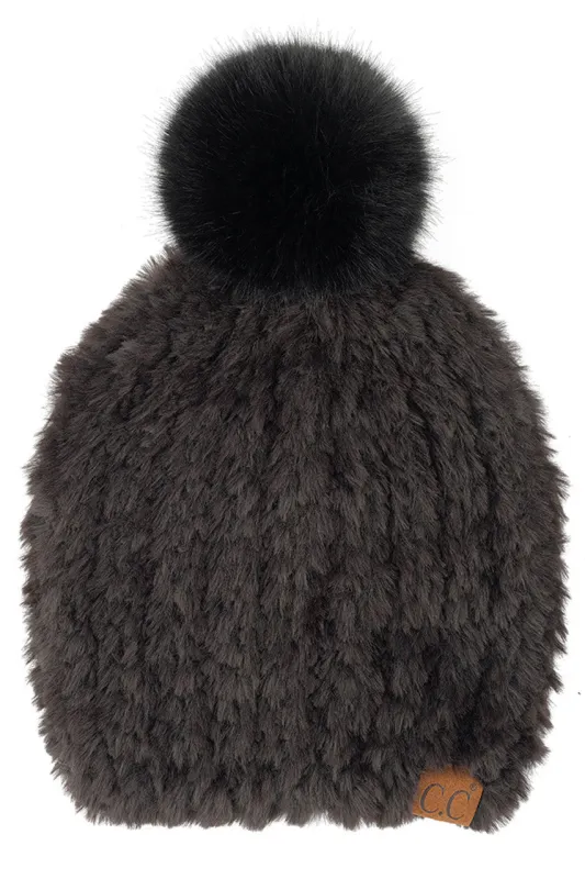 C.C Faux Fur Pom Beanie made by Charming Charlie