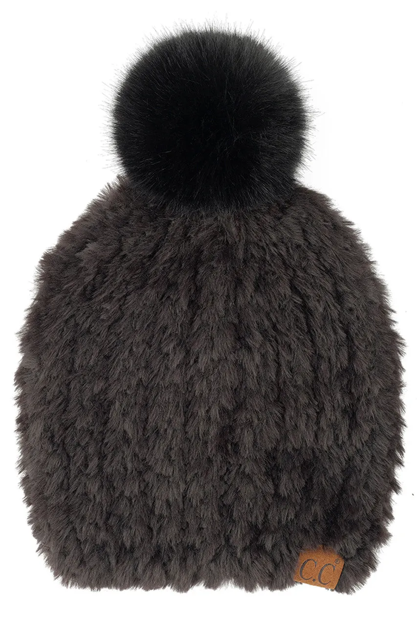 C.C Faux Fur Pom Beanie sold by Charming Charlie