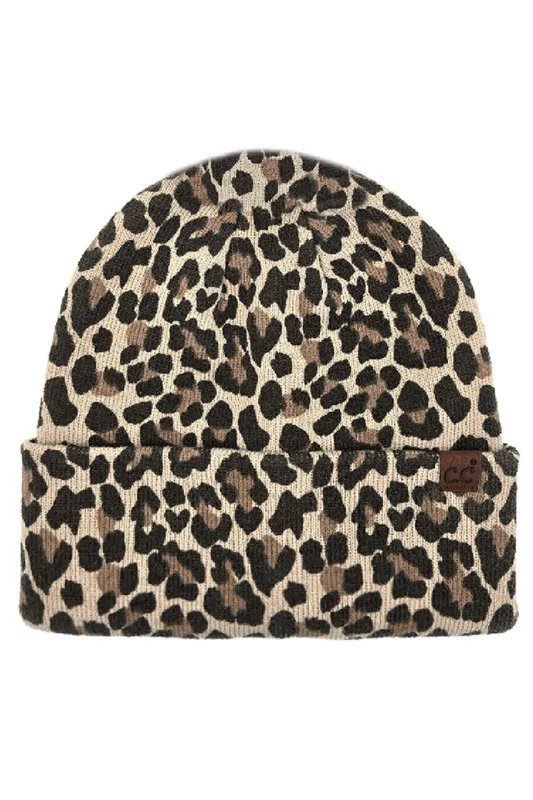 C.C Leopard Pattern Print Cuff Beanie made by Charming Charlie