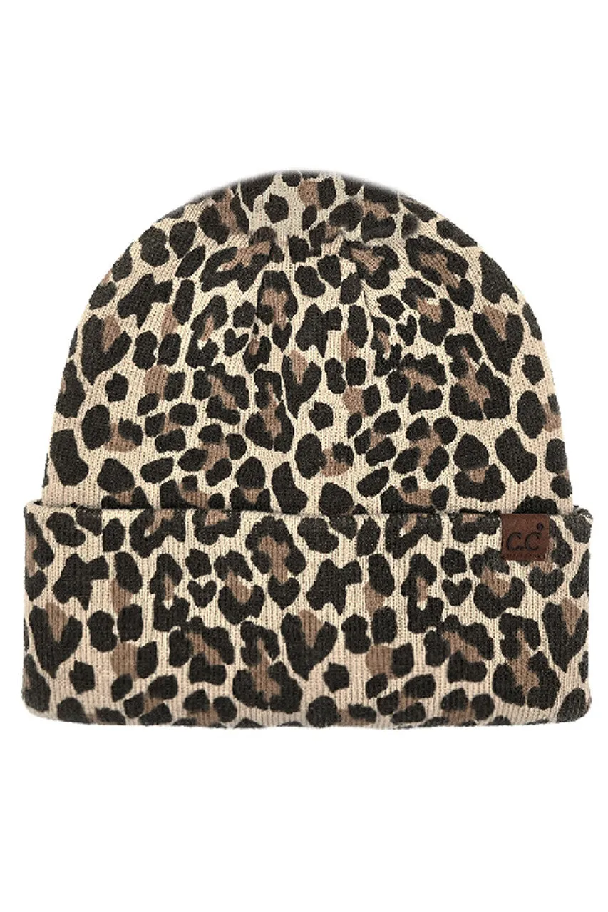 C.C Leopard Pattern Print Cuff Beanie sold by Charming Charlie