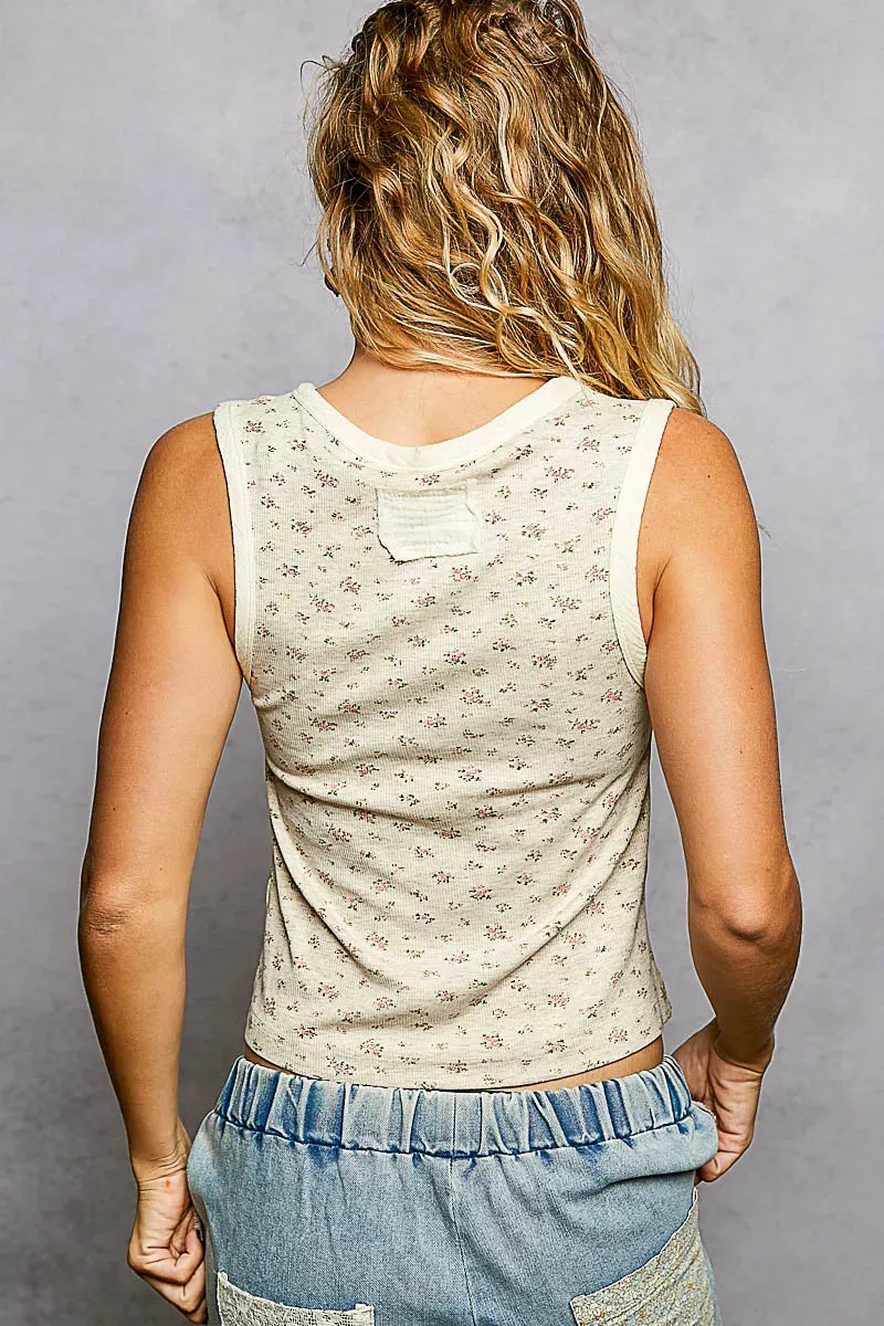 POL Floral Round Neck Cropped Ribbed Tank sold by Charming Charlie product image thumbnail 4