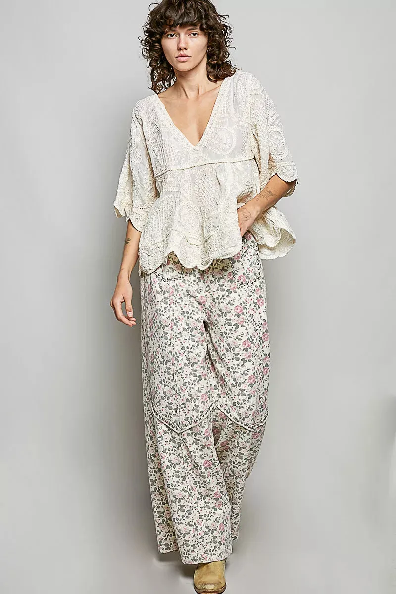 POL V-Neck Crochet Blouse with Scalloped Hem sold by Charming Charlie product image thumbnail 5