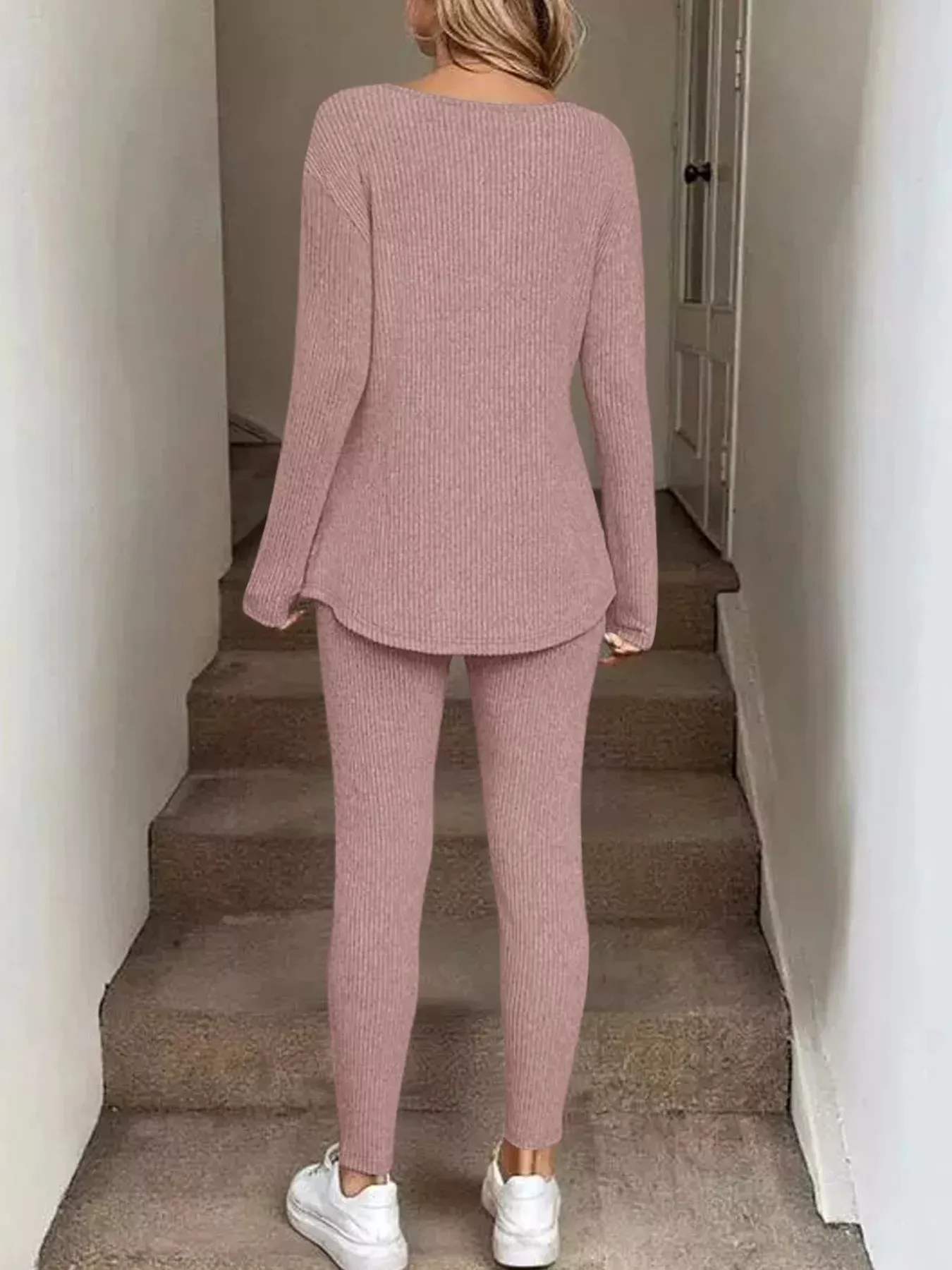 Ribbed Knit Long Sleeve Top and Pants Set sold by Charming Charlie product image thumbnail 4