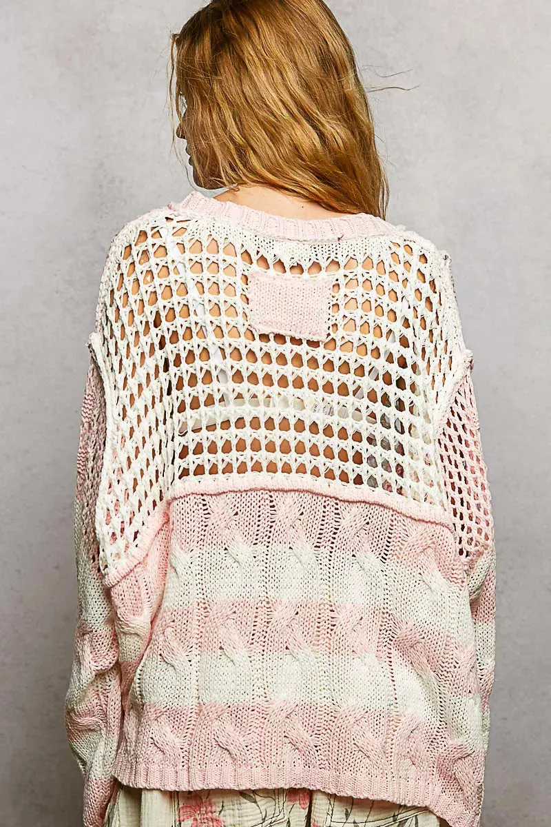 POL Color-Blocked Stripe Pattern Knit Top with Twisted Weave sold by Charming Charlie product image thumbnail 3