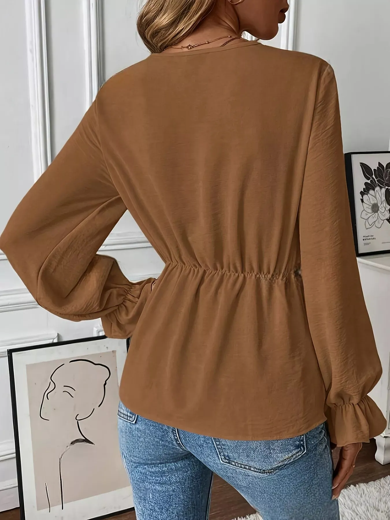 Knot Front Flounce Sleeve Blouse sold by Charming Charlie product image thumbnail 5