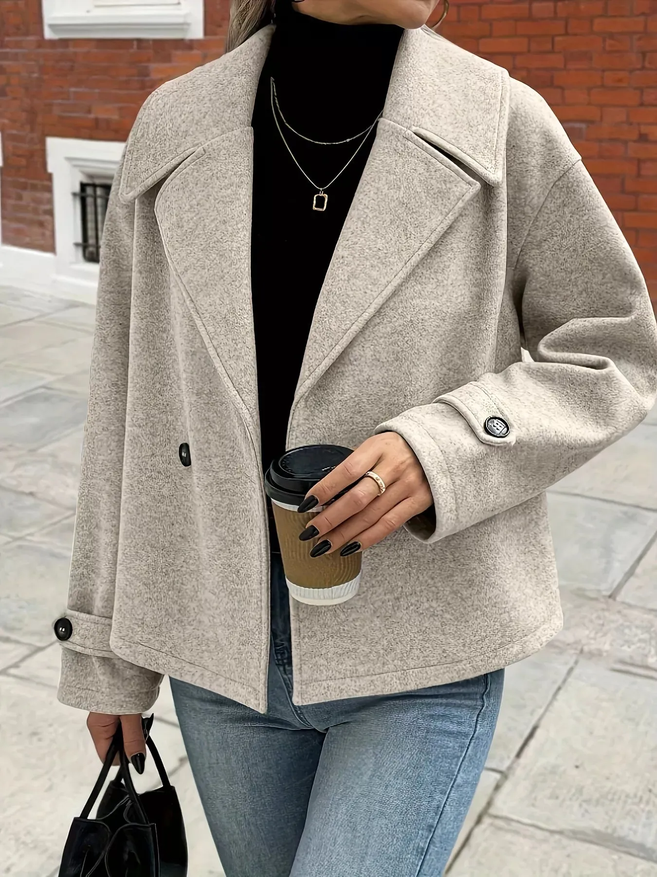 Double-Breasted Crop Outerwear sold by Charming Charlie product image thumbnail 3
