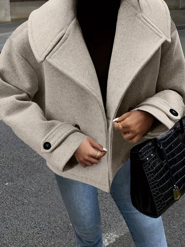 Double-Breasted Crop Outerwear made by Trendsi