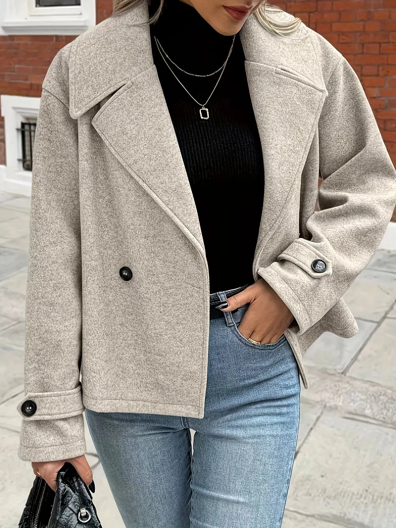 Double-Breasted Crop Outerwear sold by Charming Charlie product image thumbnail 2