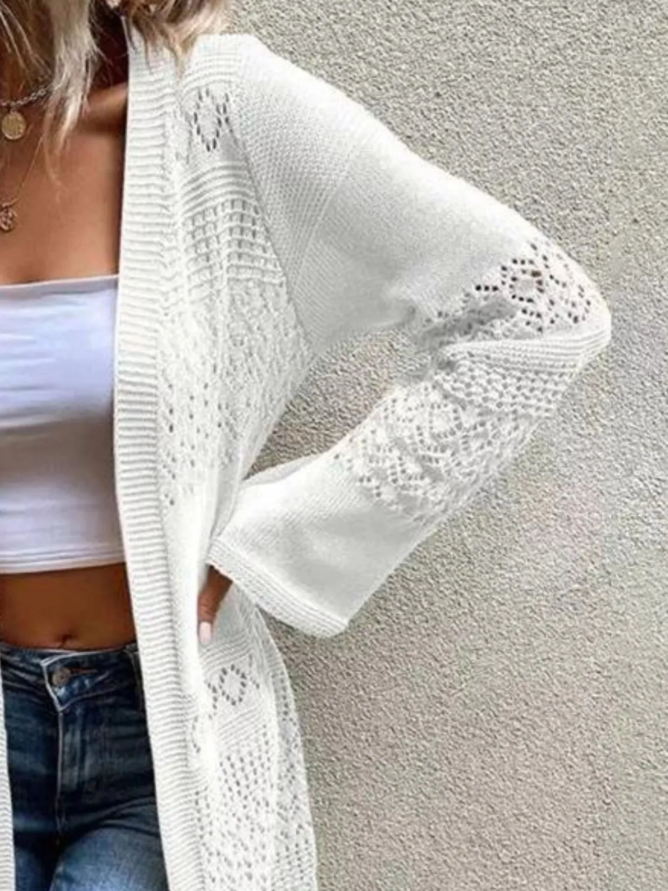 Openwork Open Front Knit Cardigan sold by Charming Charlie product image thumbnail 2