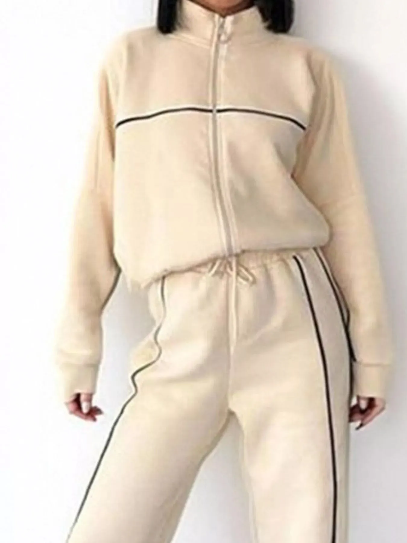 Full Size Zip Up Long Sleeve Top and Pants Set Plus Size sold by Charming Charlie product image thumbnail 2
