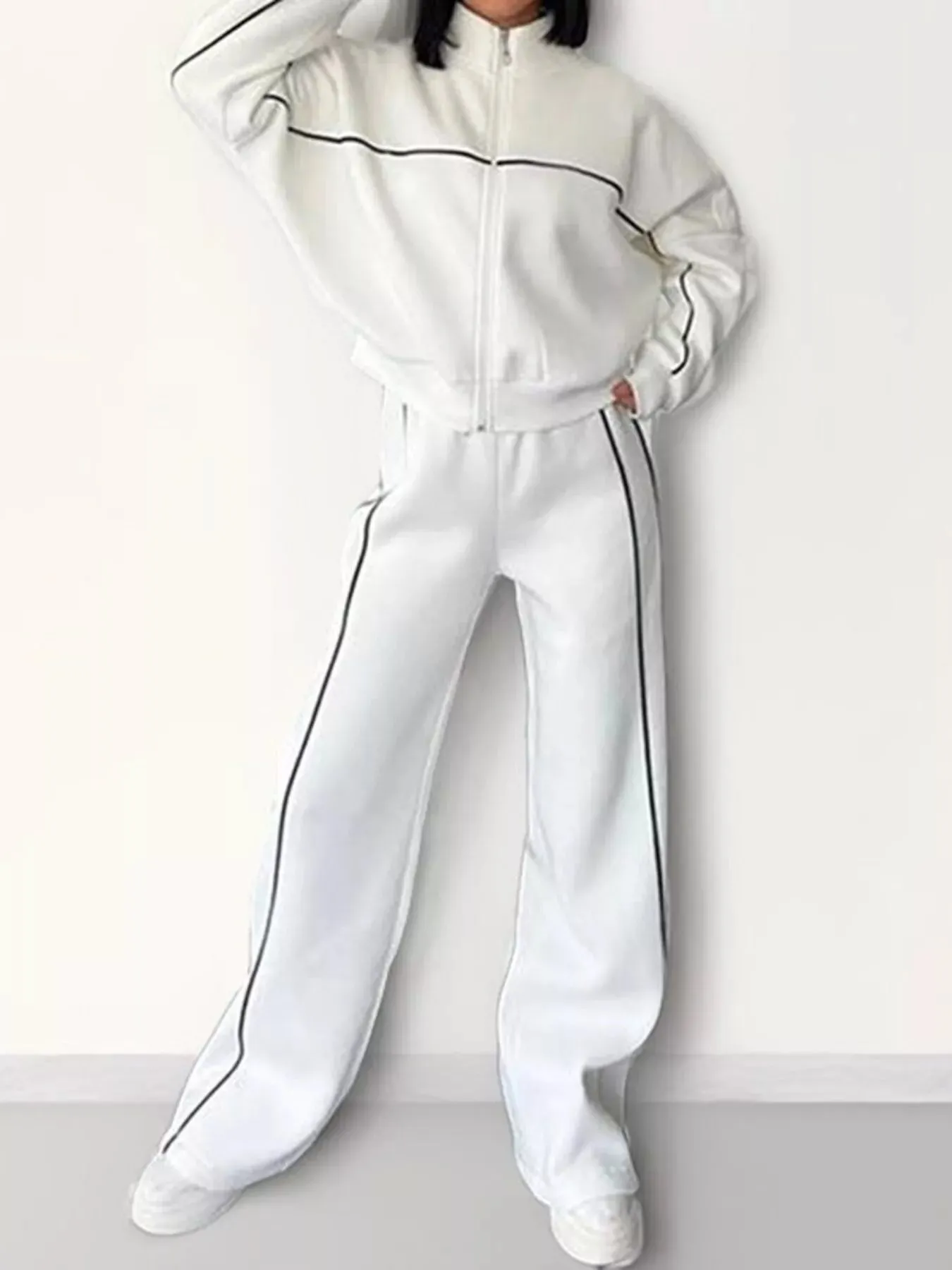 Full Size Zip Up Long Sleeve Top and Pants Set Plus Size sold by Charming Charlie product image thumbnail 4
