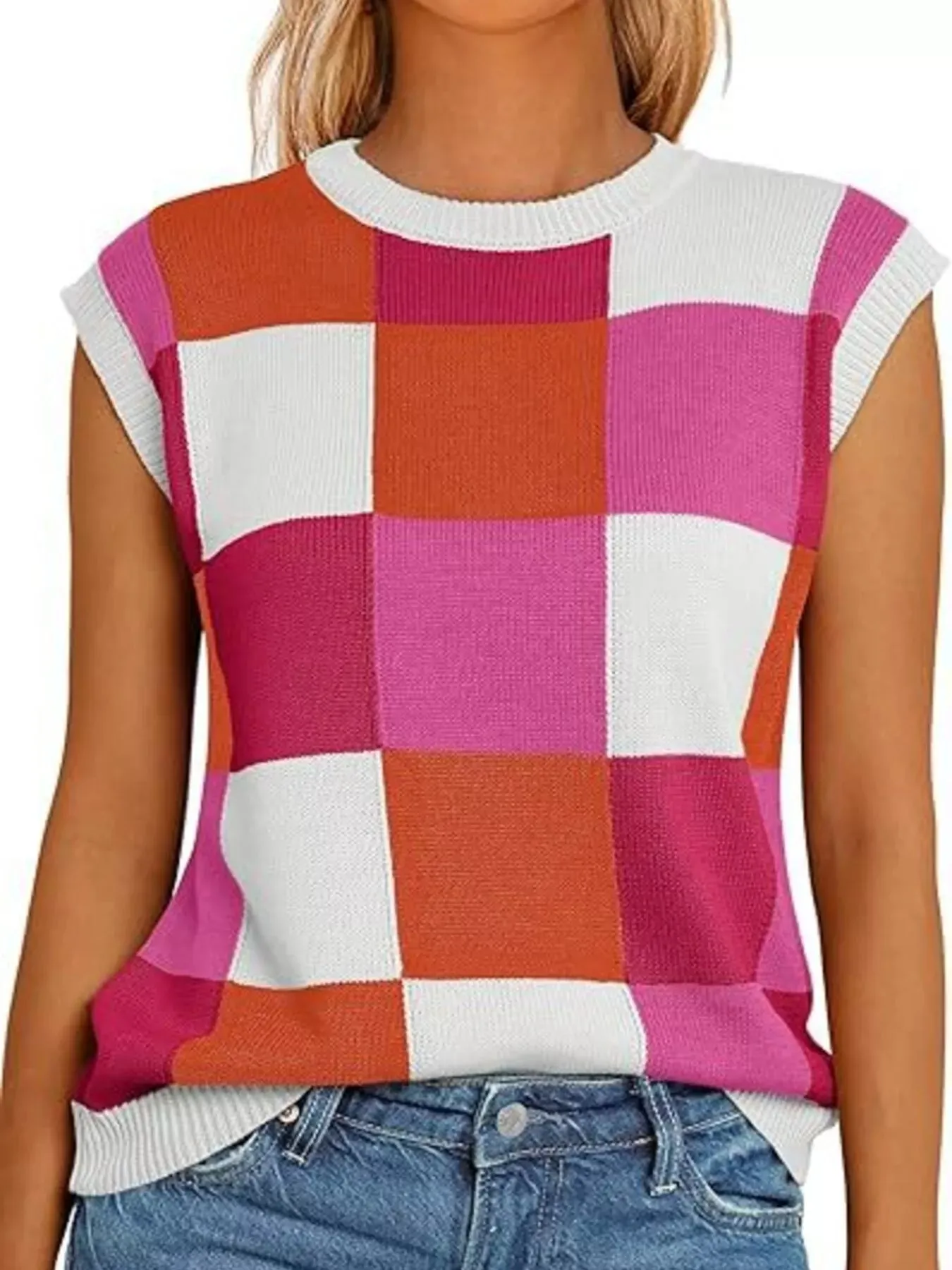 Colorful Checkered Knit Sweater Vest sold by Charming Charlie
