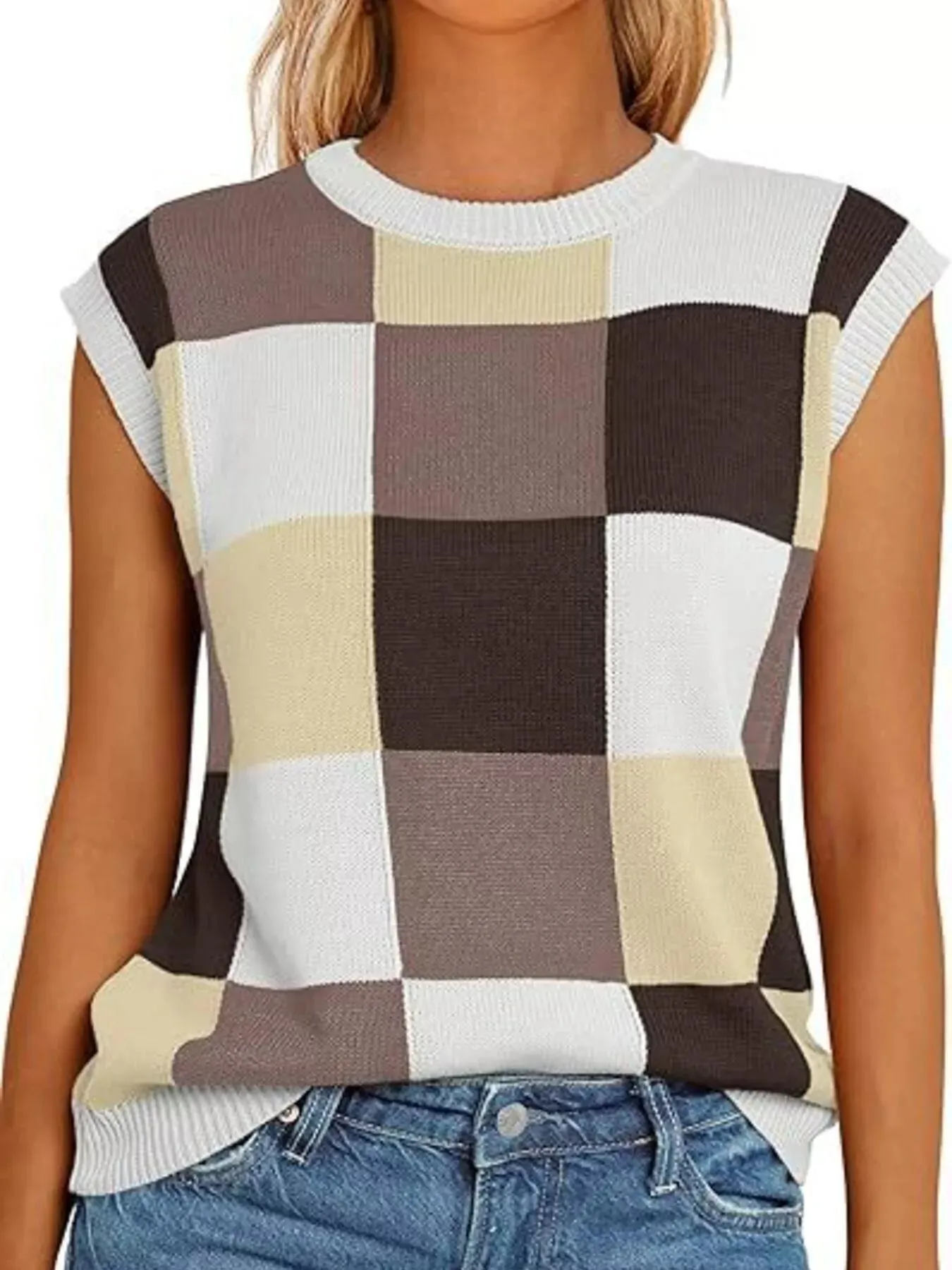 Colorful Checkered Knit Sweater Vest sold by Charming Charlie product image thumbnail 5