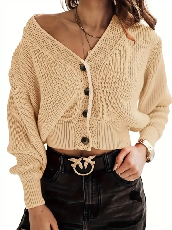 V-Neck Button-Down Knit Cardigan sold by Charming Charlie