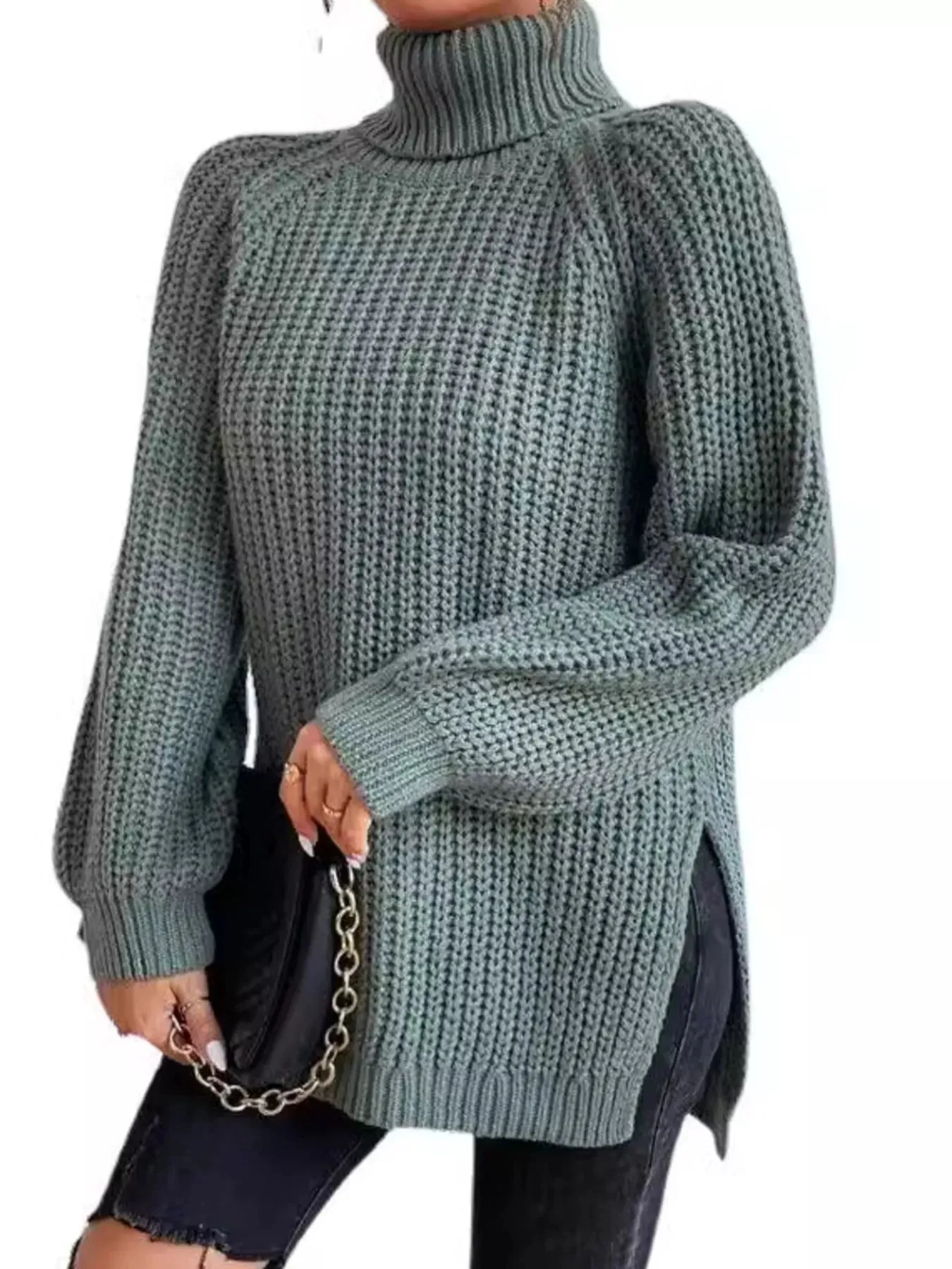 Full Size Turtleneck Long Sleeve Sweater Plus Size sold by Charming Charlie product image thumbnail 5