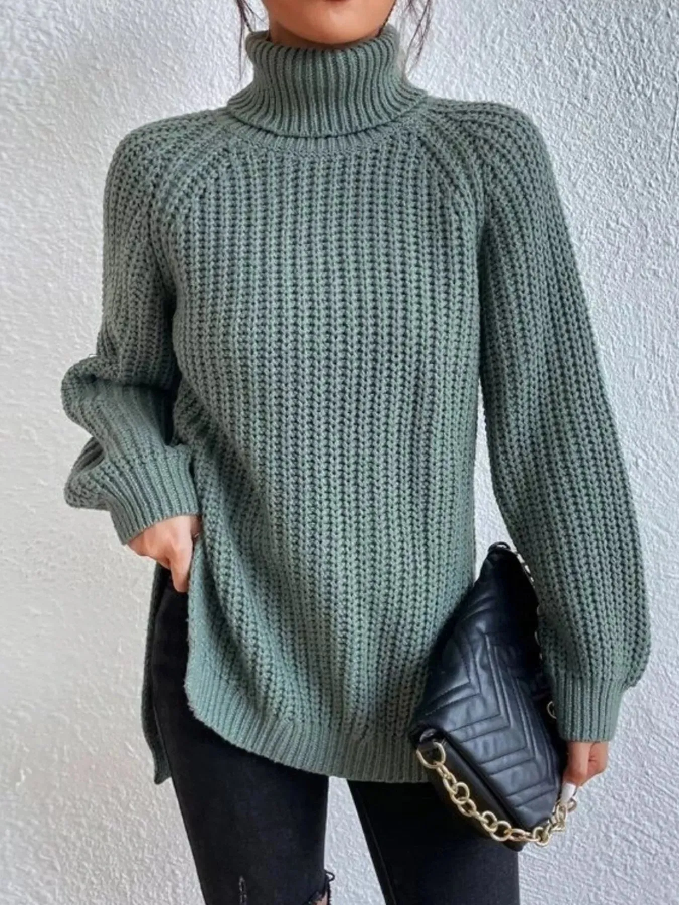 Full Size Turtleneck Long Sleeve Sweater Plus Size sold by Charming Charlie product image thumbnail 4