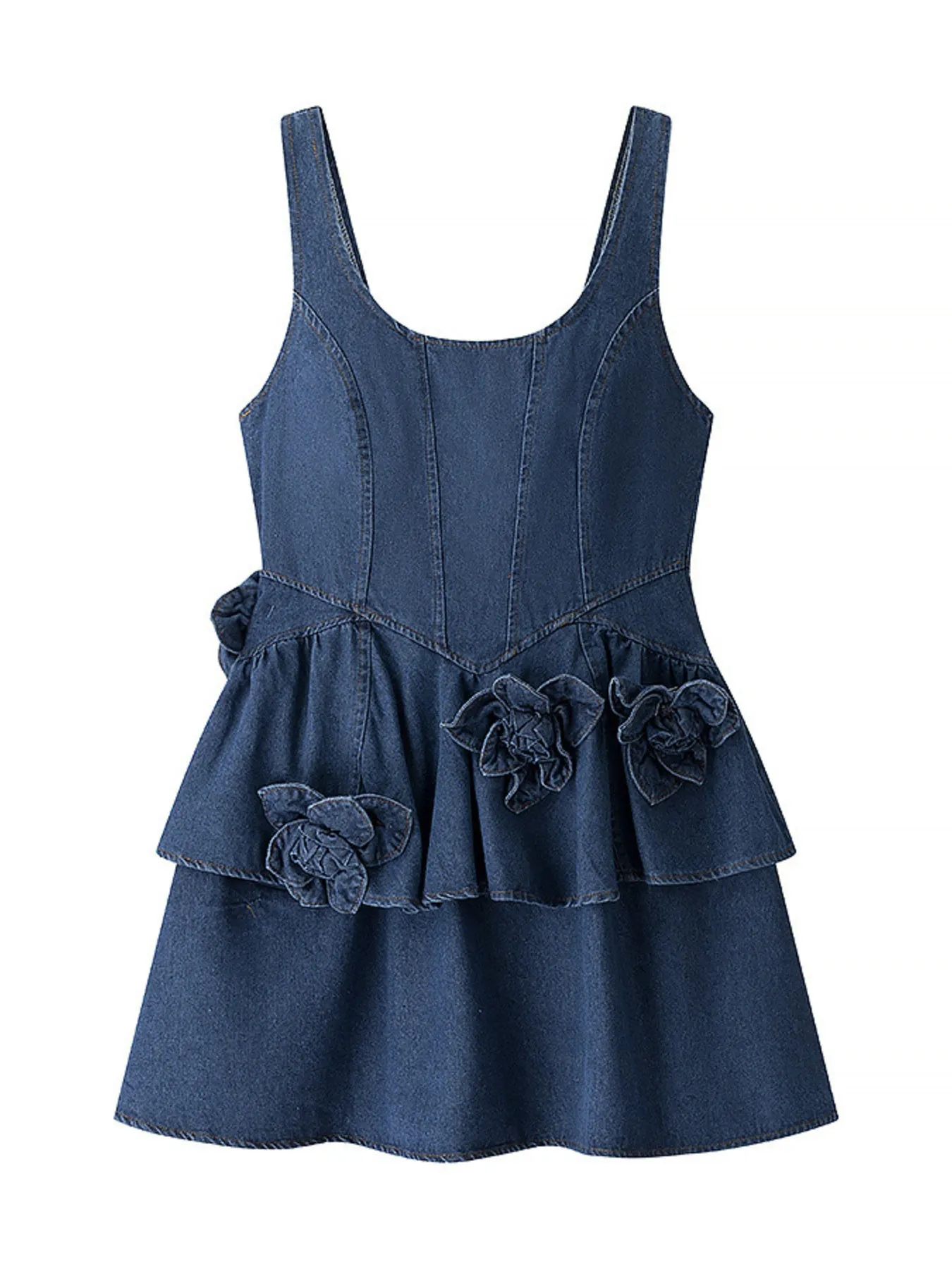 Floral Ruffle Layered Denim Dress sold by Charming Charlie product image thumbnail 5