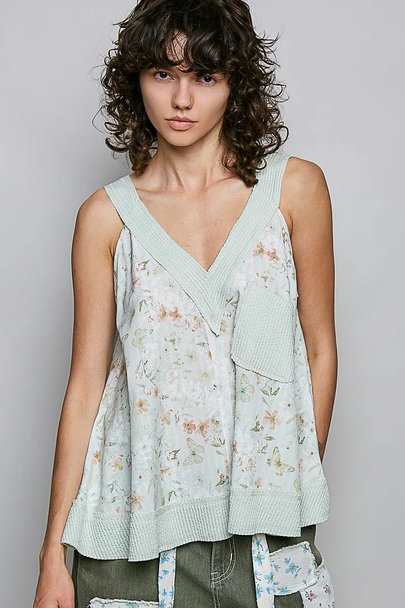 POL Floral V-Neck Tank with Front Pocket sold by Charming Charlie product image thumbnail 2