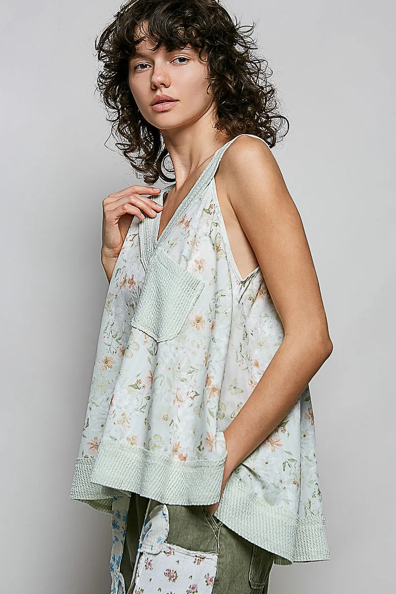 POL Floral V-Neck Tank with Front Pocket sold by Charming Charlie product image thumbnail 3