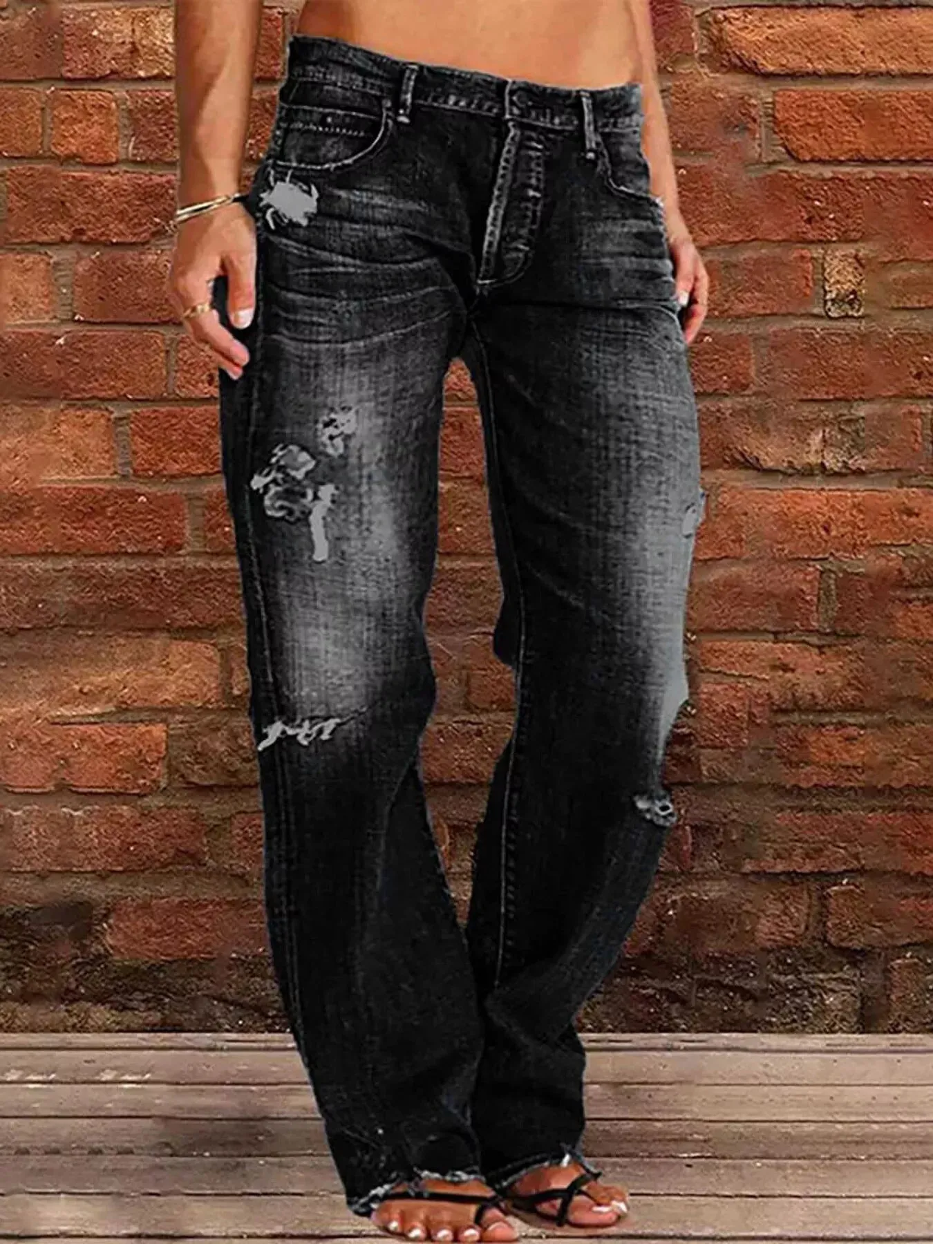 Distressed Loose Fit Jeans sold by Charming Charlie product image thumbnail 3