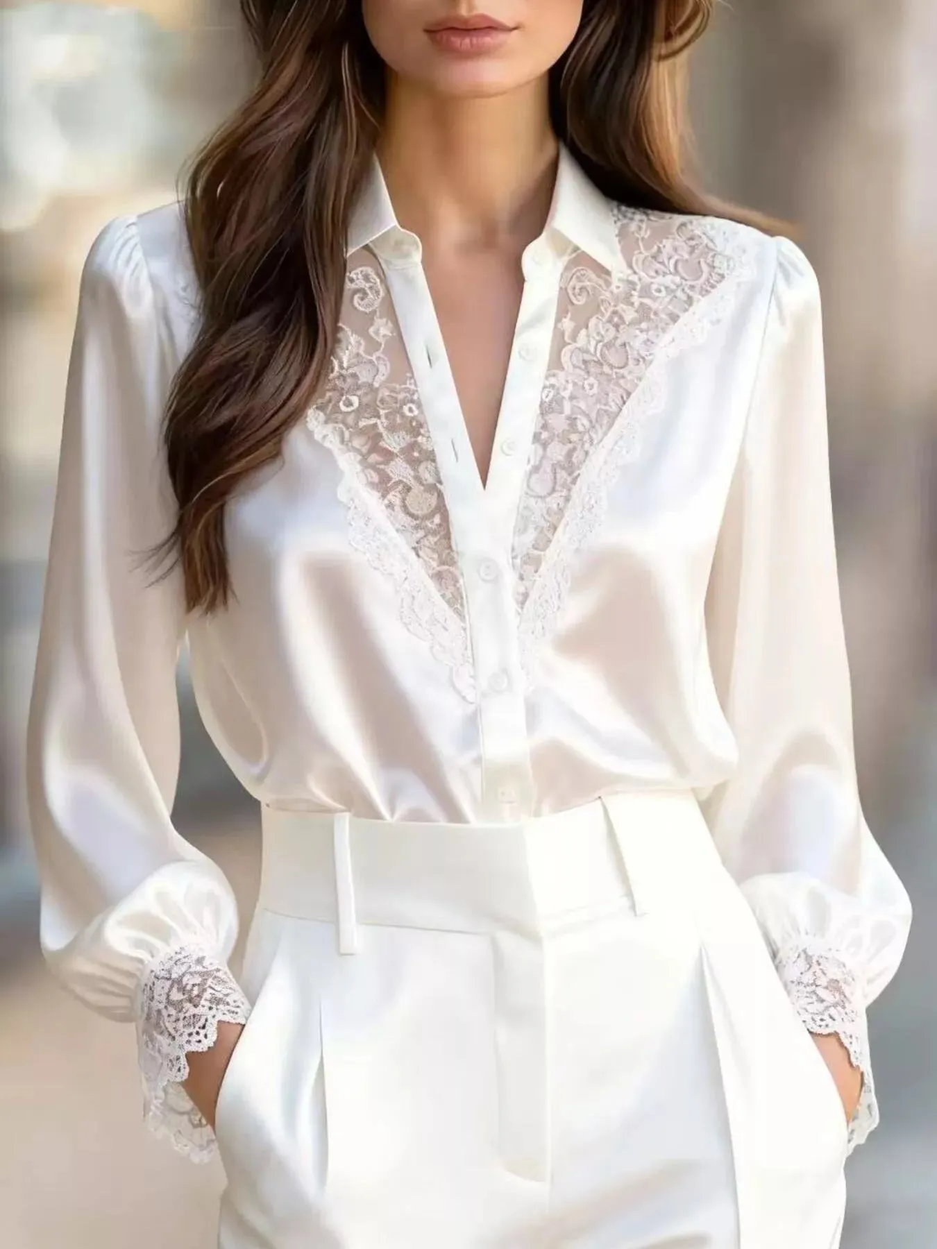 Lace Detail Long Sleeve Shirt sold by Charming Charlie product image thumbnail 4