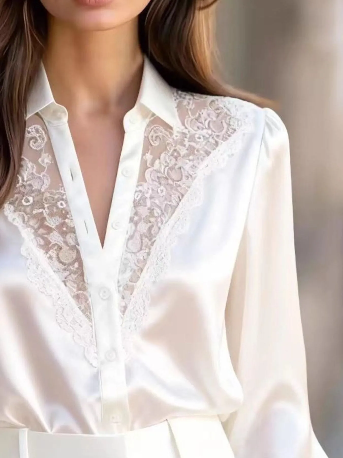 Lace Detail Long Sleeve Shirt sold by Charming Charlie product image thumbnail 5