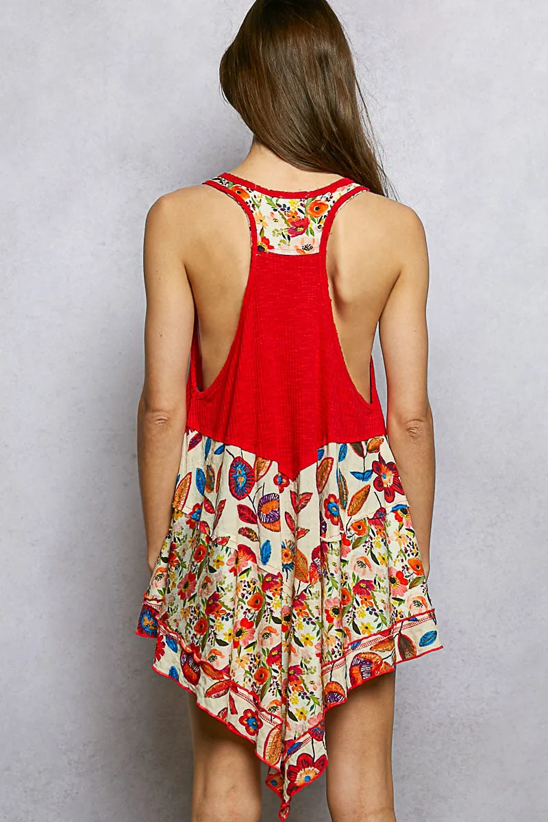POL Round Neck Ribbed Tank with Woven Print Patch sold by Charming Charlie product image thumbnail 4