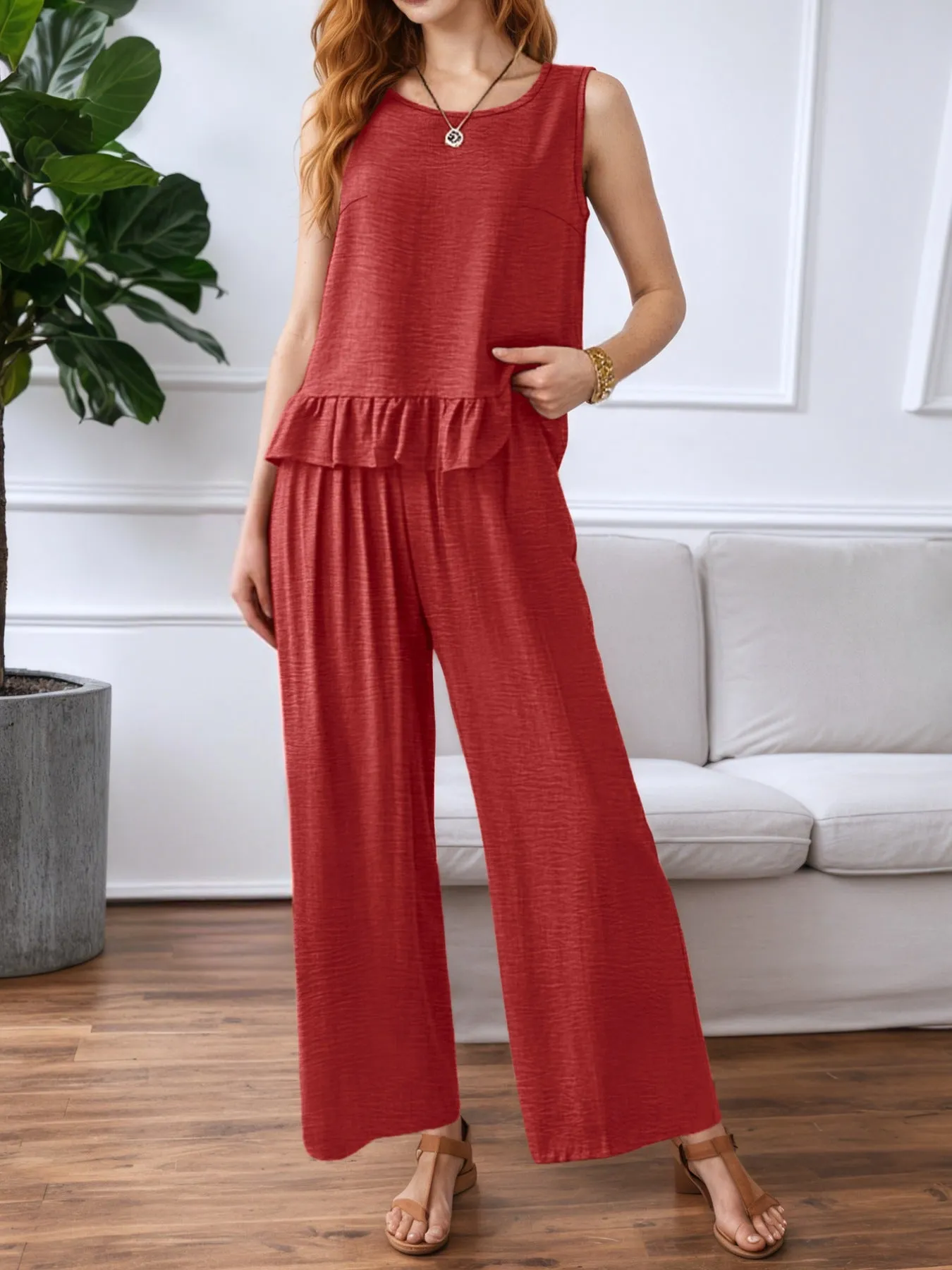 Ruffle Hem Tank and Pants Set sold by Charming Charlie product image thumbnail 3