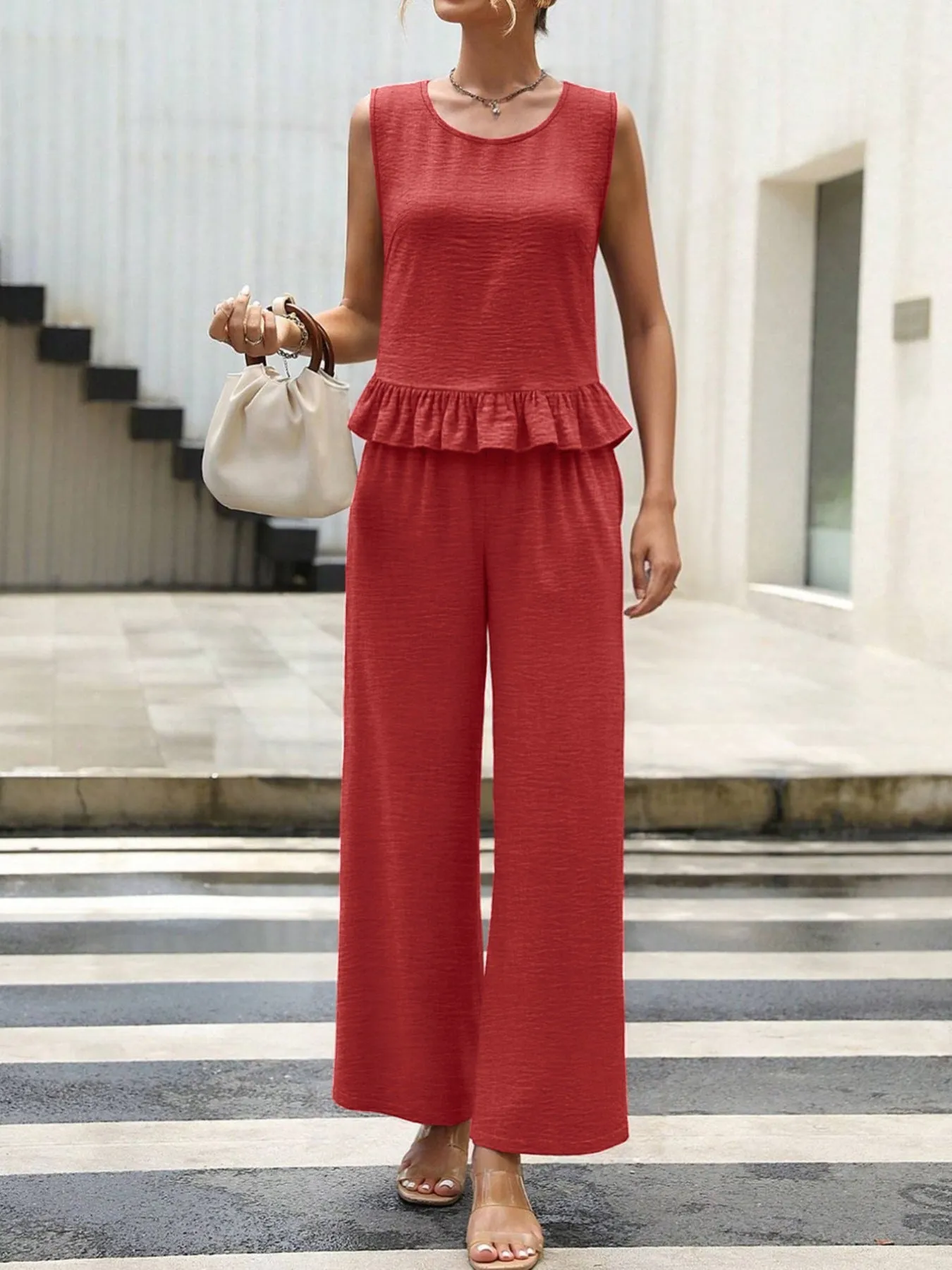 Ruffle Hem Tank and Pants Set sold by Charming Charlie