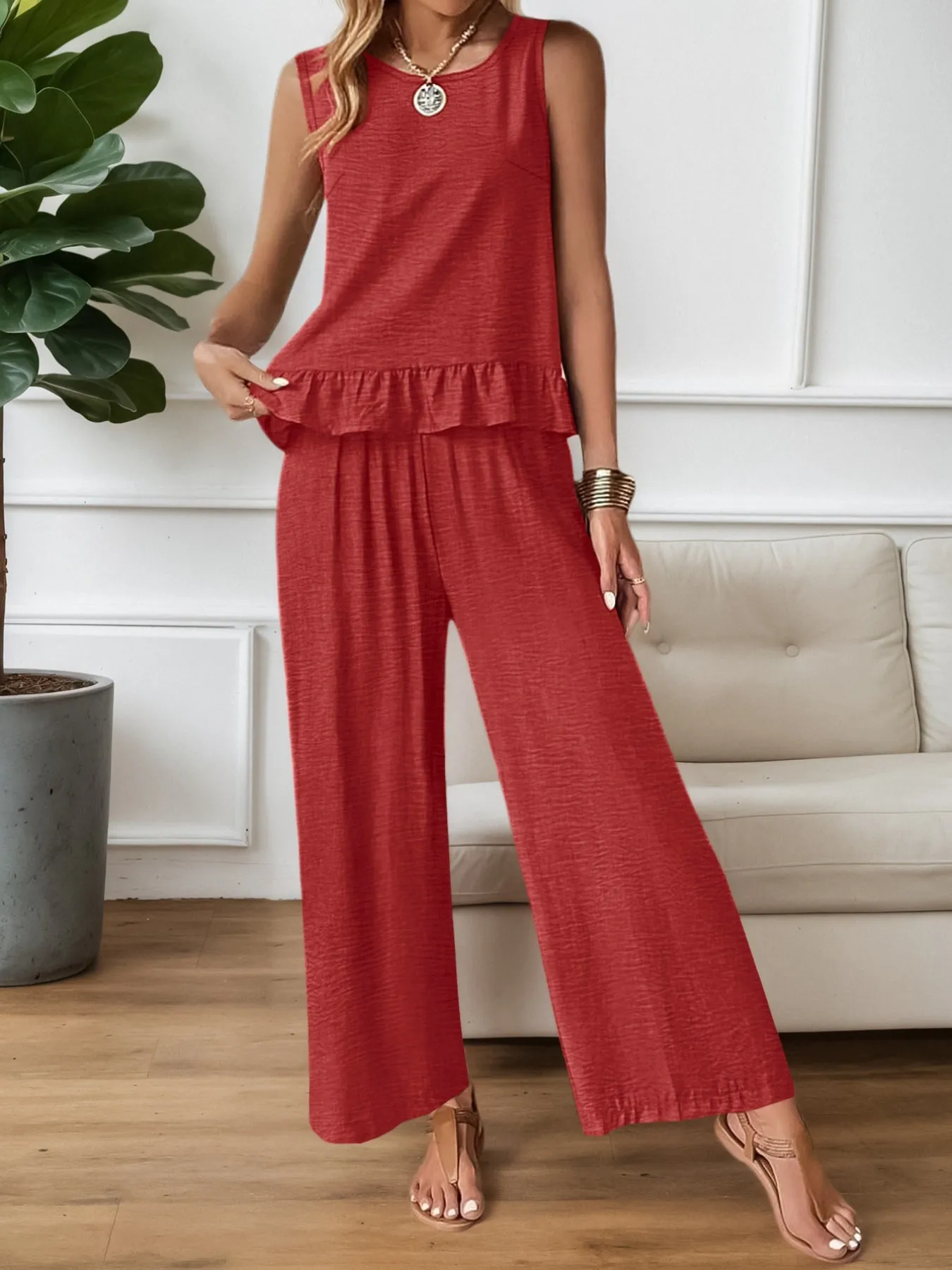 Ruffle Hem Tank and Pants Set sold by Charming Charlie product image thumbnail 2