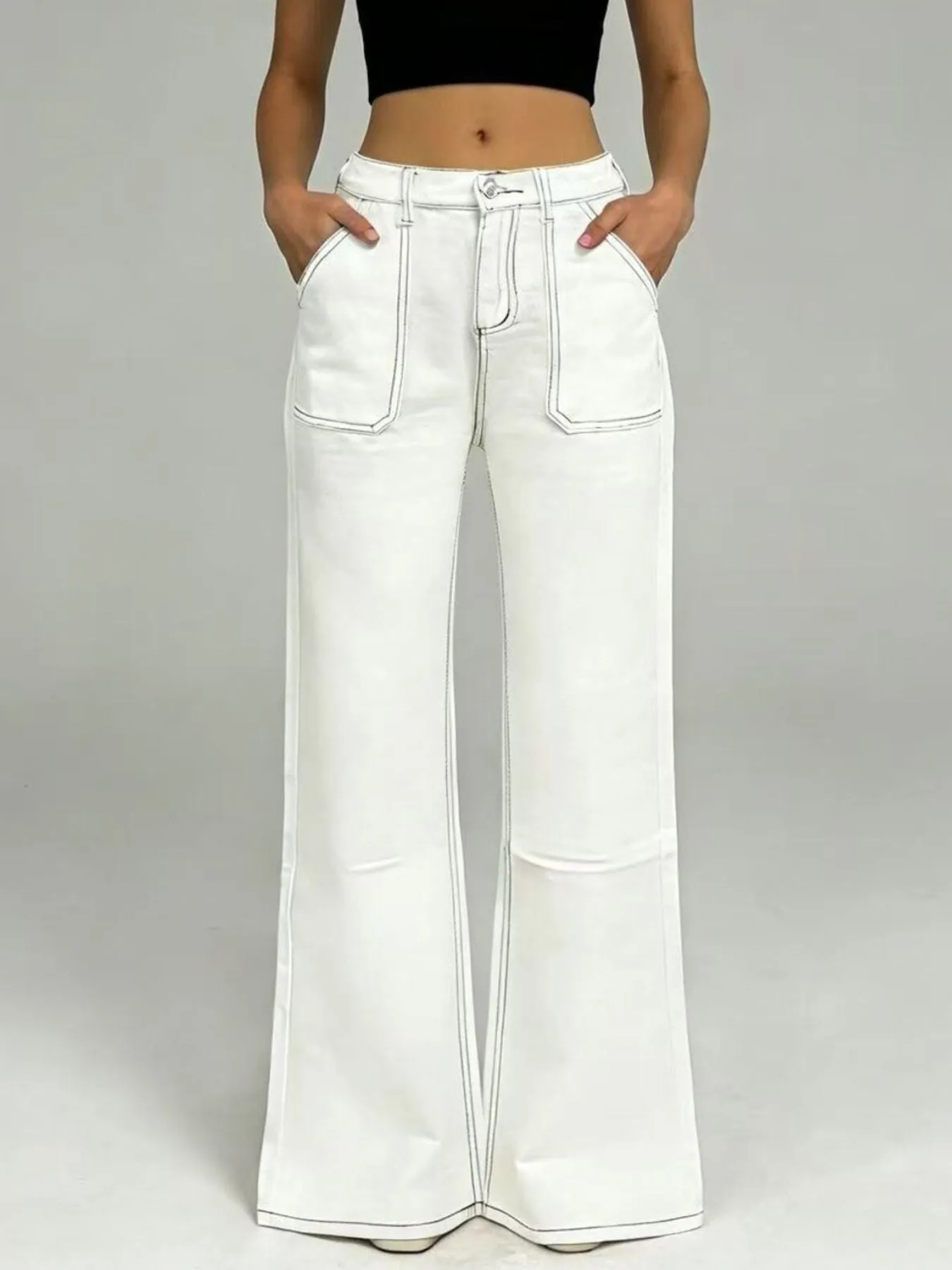 Wide Leg Contrast Stitching Jeans sold by Charming Charlie product image thumbnail 3
