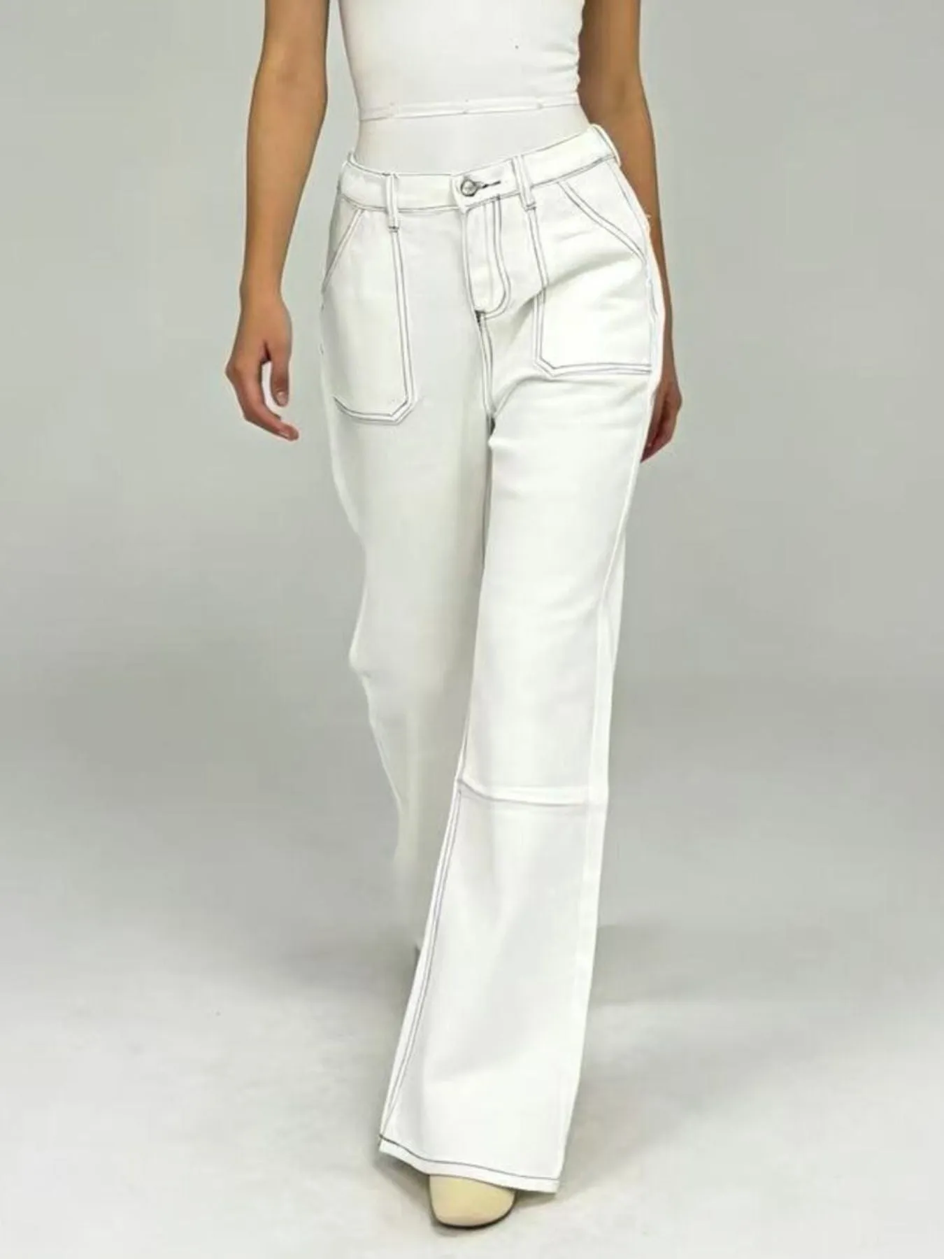 Wide Leg Contrast Stitching Jeans sold by Charming Charlie
