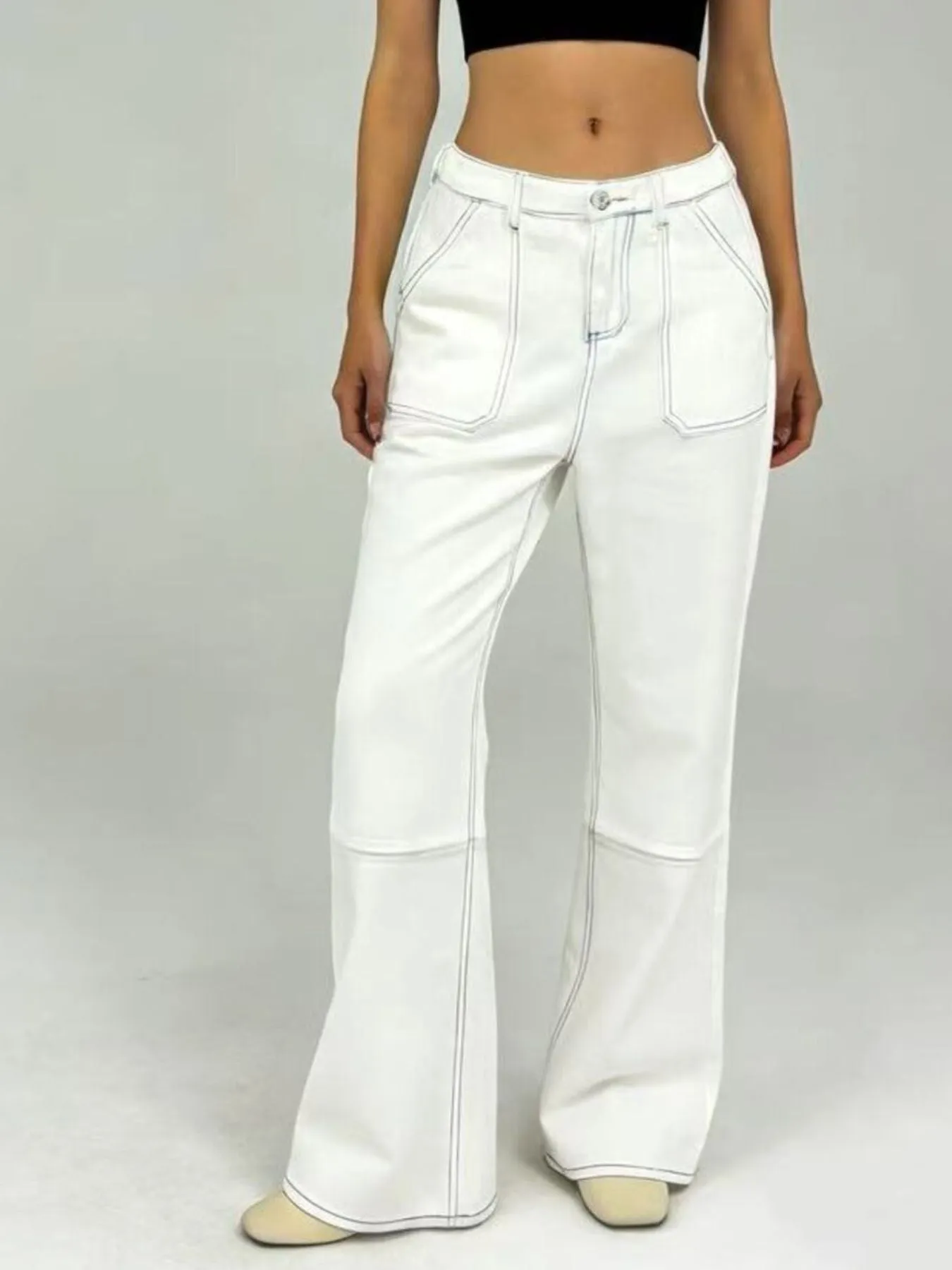 Wide Leg Contrast Stitching Jeans sold by Charming Charlie product image thumbnail 2