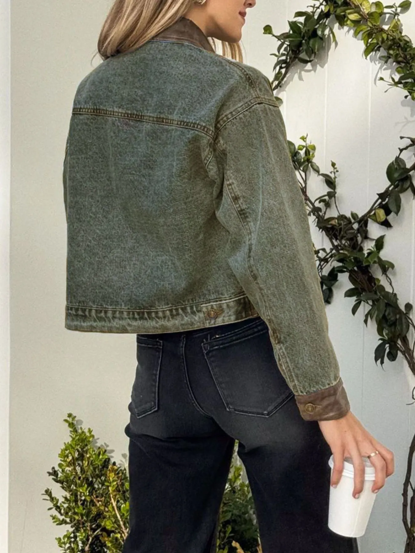 Button Up Chest Pockets Denim Jacket sold by Charming Charlie product image thumbnail 5