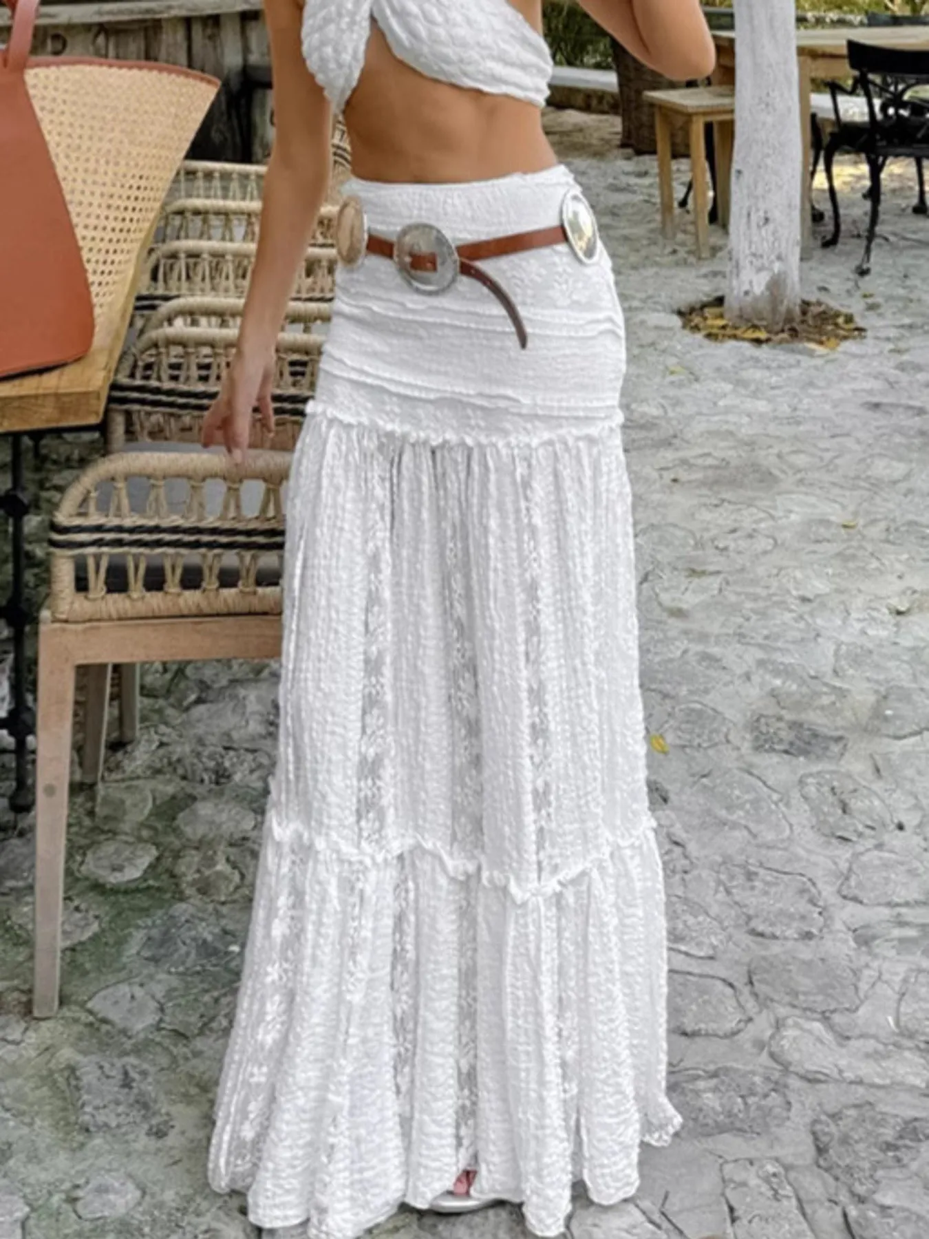 Lace Tiered Maxi Skirt sold by Charming Charlie product image thumbnail 3