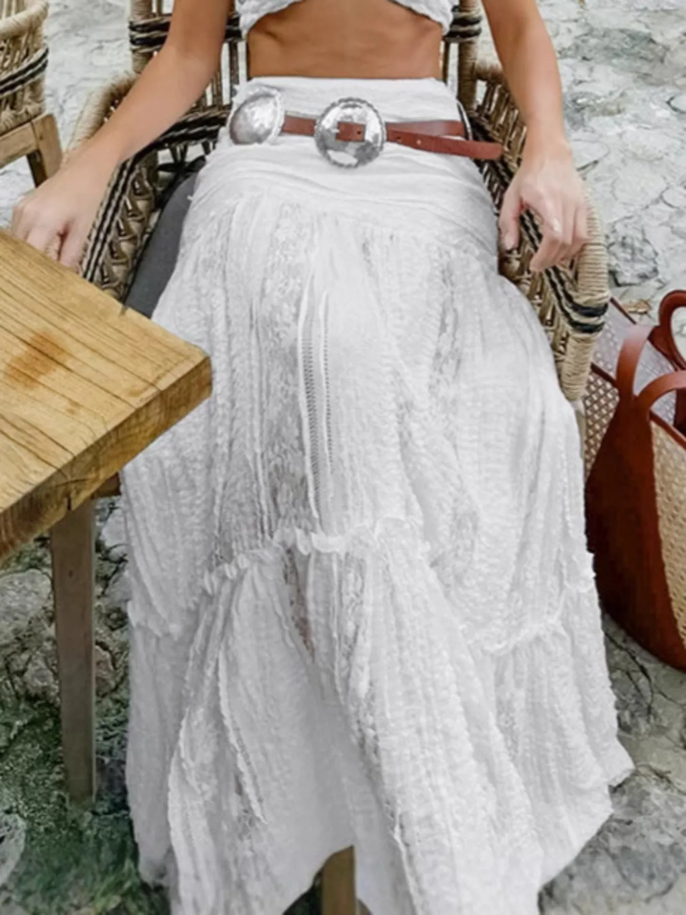 Lace Tiered Maxi Skirt sold by Charming Charlie product image thumbnail 4