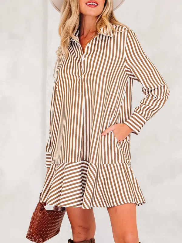 Striped Ruffle Hem Shirt Dress made by Charming Charlie