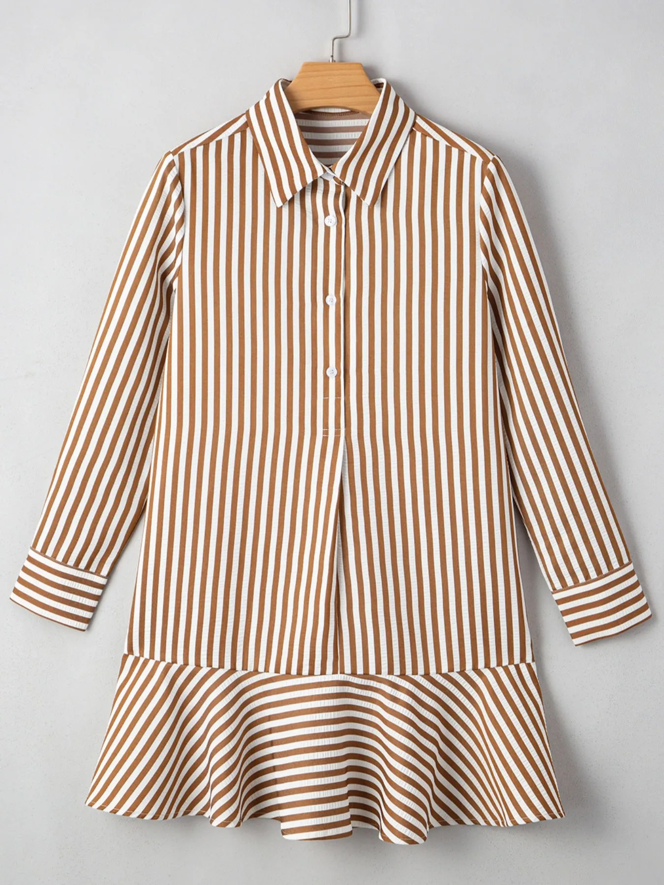 Striped Ruffle Hem Shirt Dress sold by Charming Charlie product image thumbnail 5