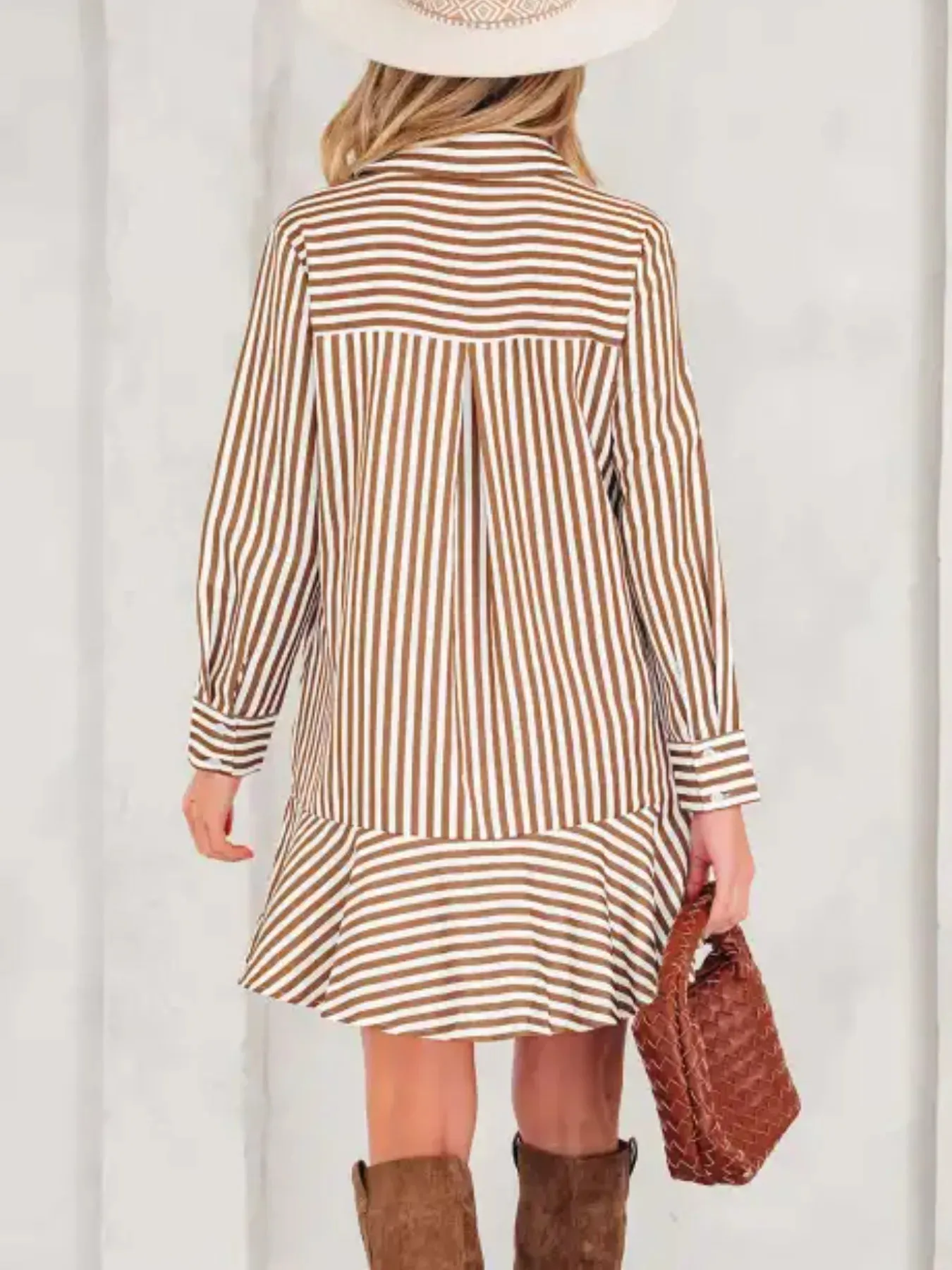 Striped Ruffle Hem Shirt Dress sold by Charming Charlie product image thumbnail 2