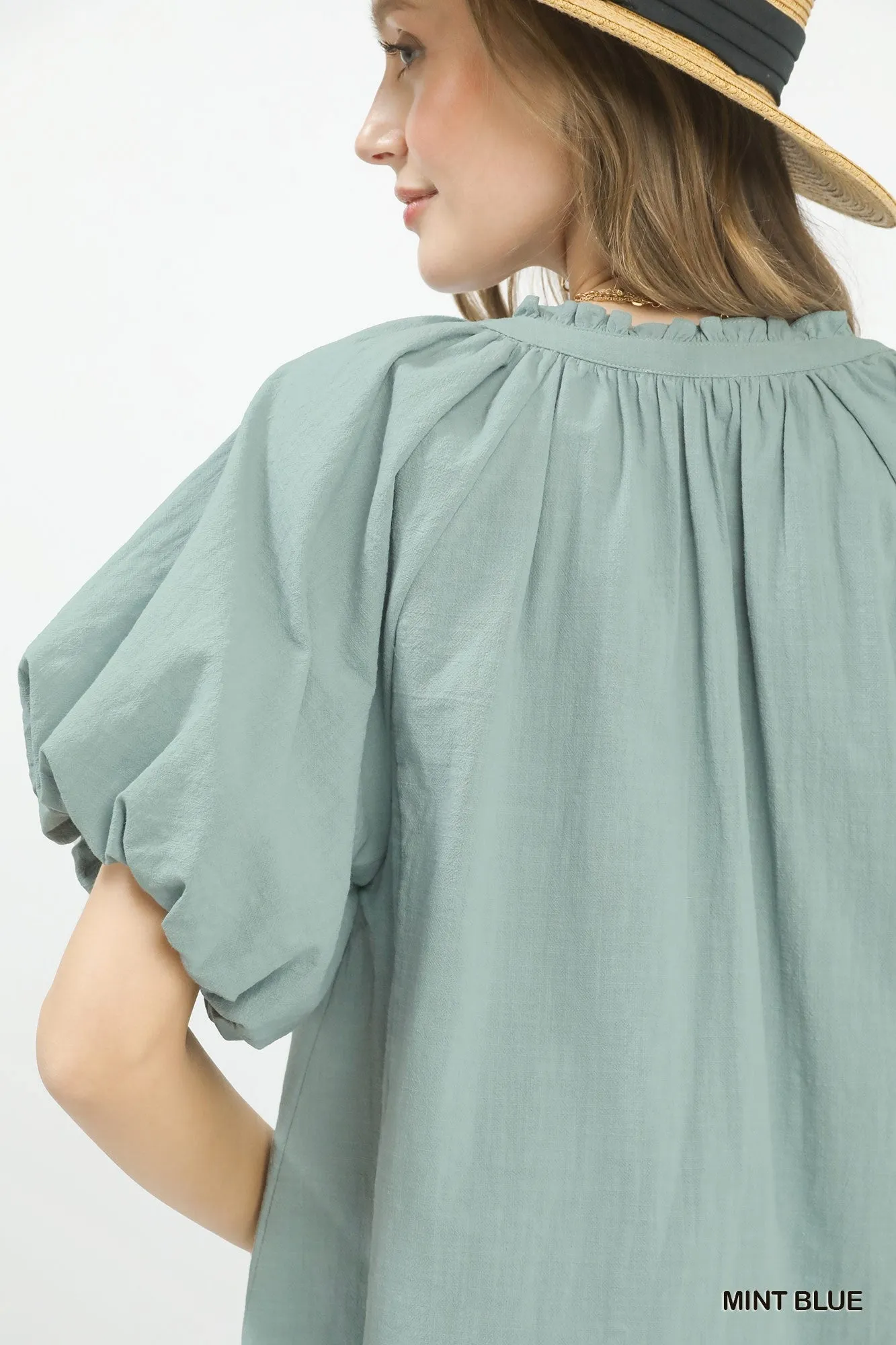 Umgee Lace Inset Puff Sleeve Boho Blouse sold by Charming Charlie product image thumbnail 4