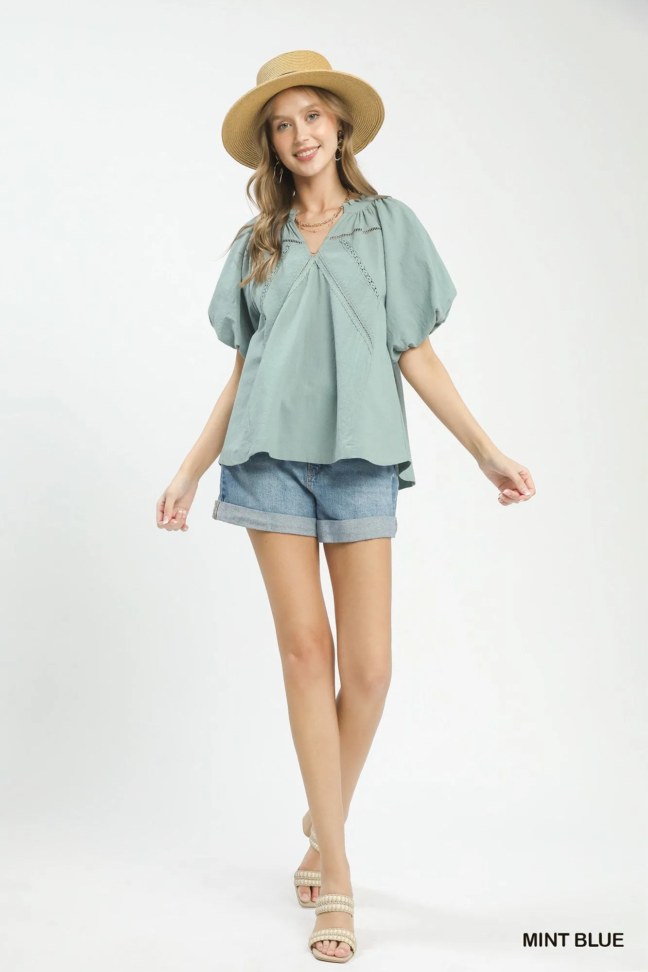 Umgee Lace Inset Puff Sleeve Boho Blouse sold by Charming Charlie product image thumbnail 5