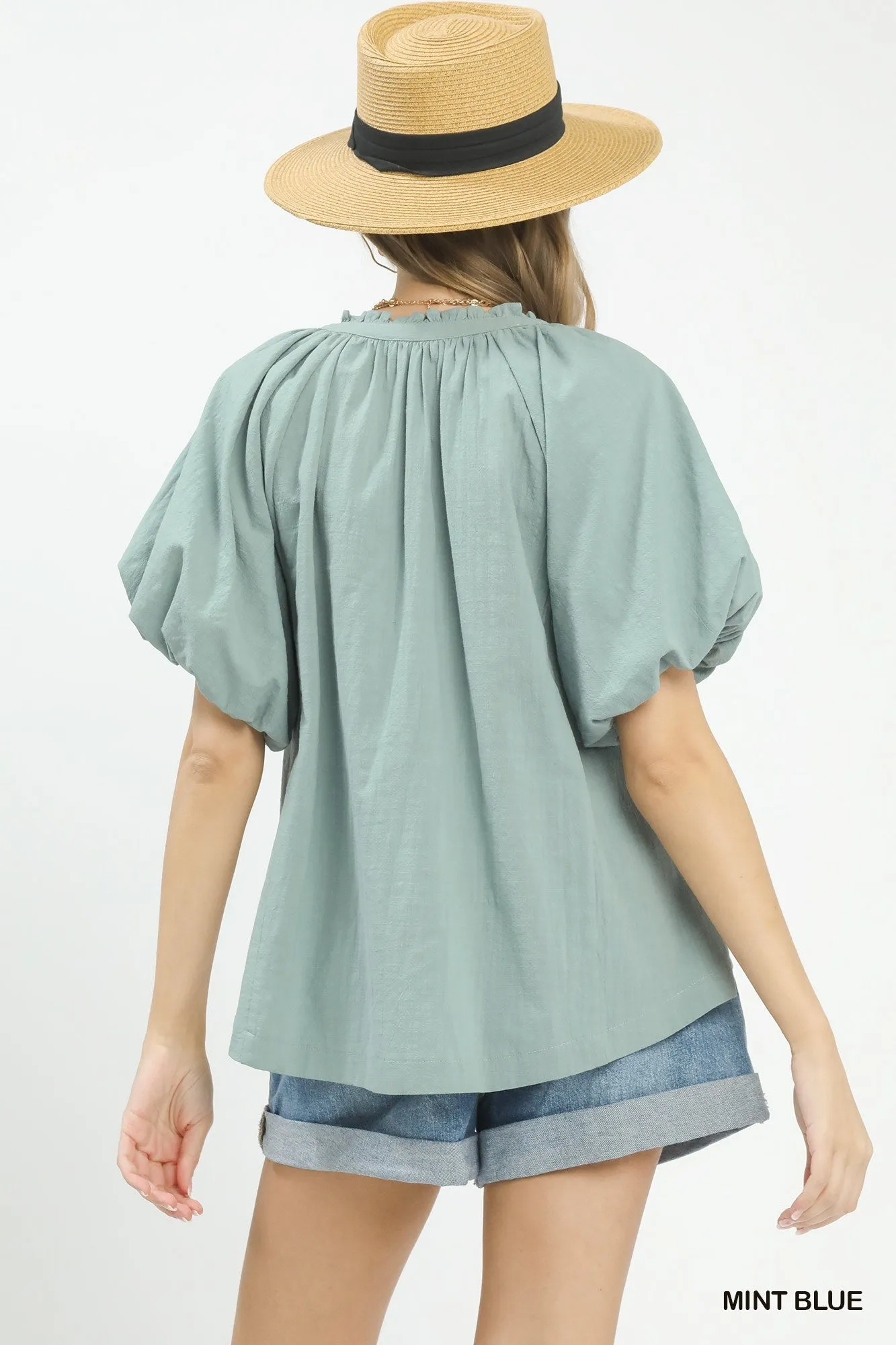 Umgee Lace Inset Puff Sleeve Boho Blouse sold by Charming Charlie product image thumbnail 3